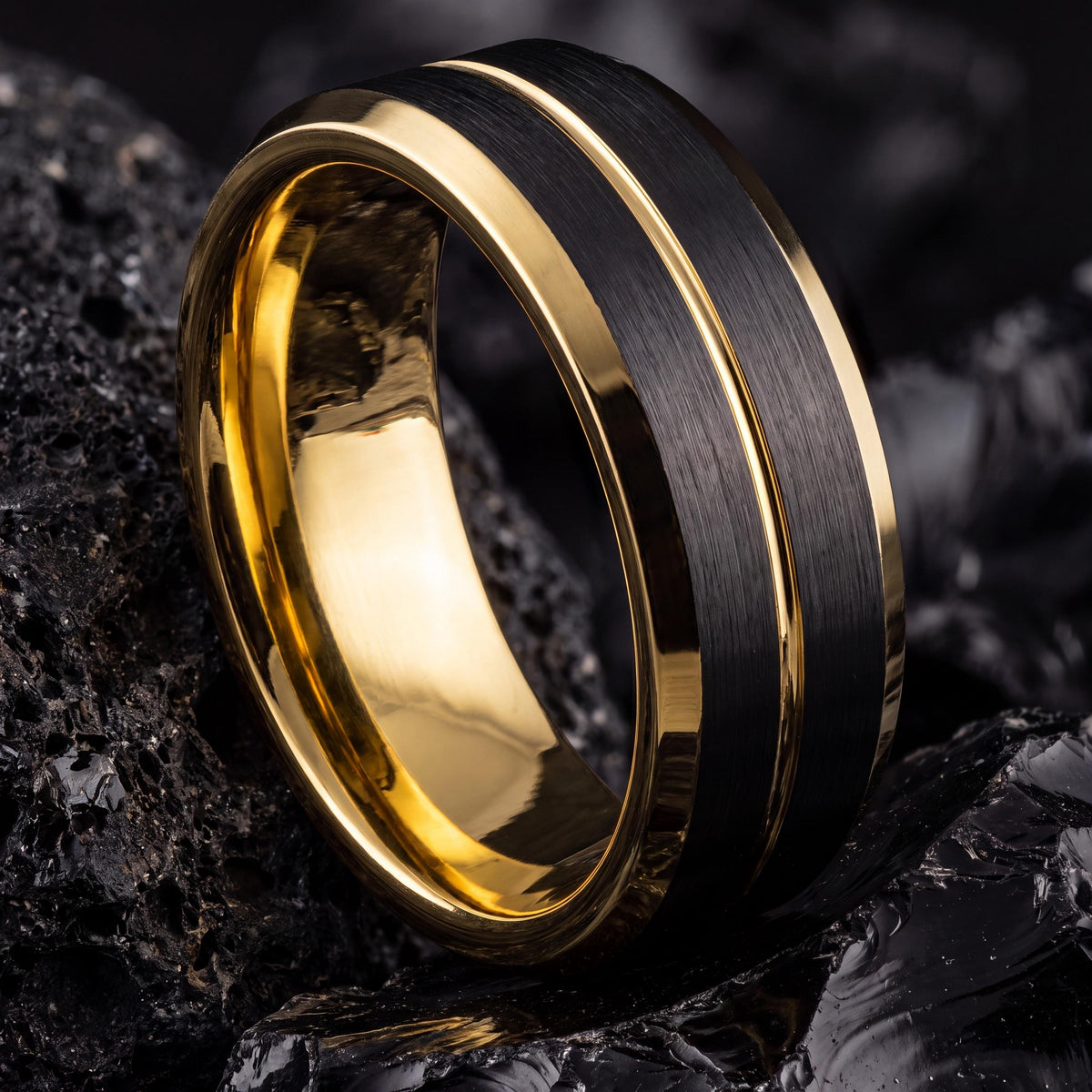 Tungsten Wedding Band,Mens Wedding Band Tungsten,Matching Wedding Bands,70Th Wedding Anniversary,Unique Gold Rings,Black Mens Wedding Band,8