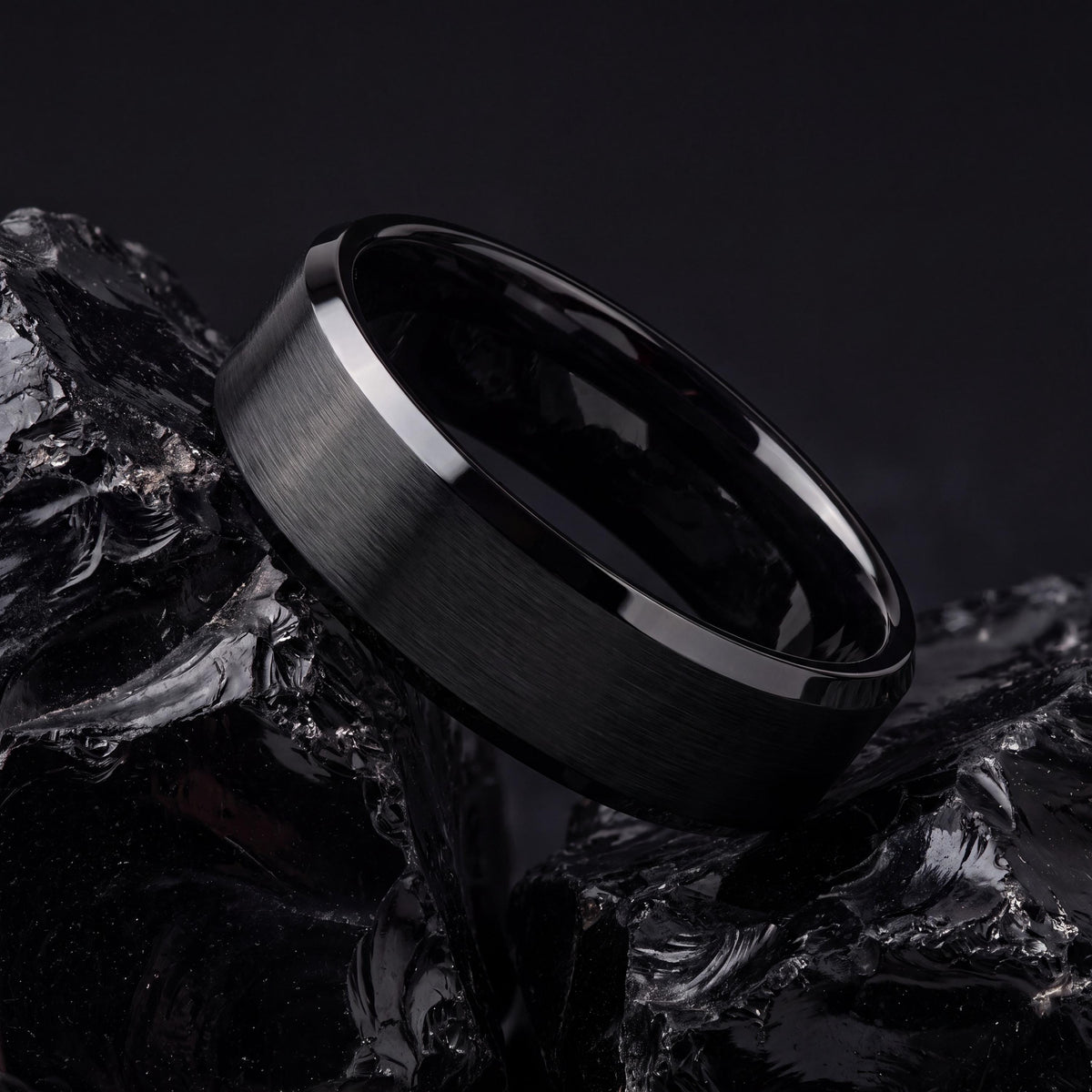 Black Tungsten Ring, Mens Wedding Band, Black Engagement Ring, Couple Promise Ring, Tungsten Carbide Ring, Anniversary Ring, Unique Ring