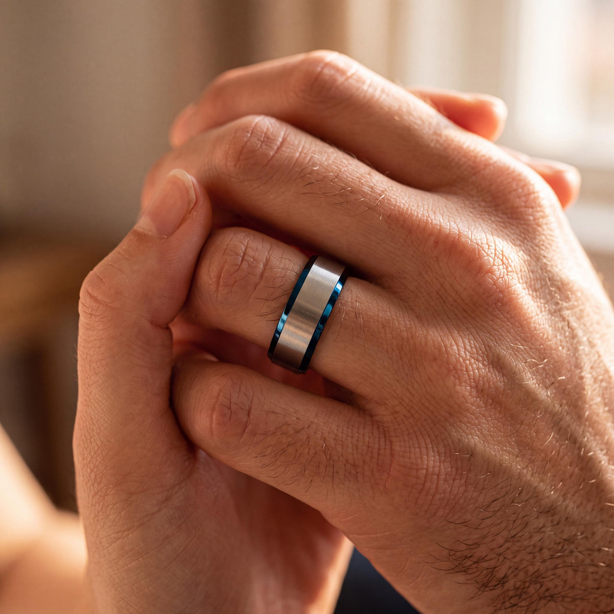 Mens Tungsten Wedding Band,Wedding Wedding Bands,Personalised Wedding,Mens Wedding Ring Silver And Blue,Silver Modern Ring,Blue Wedding Ring