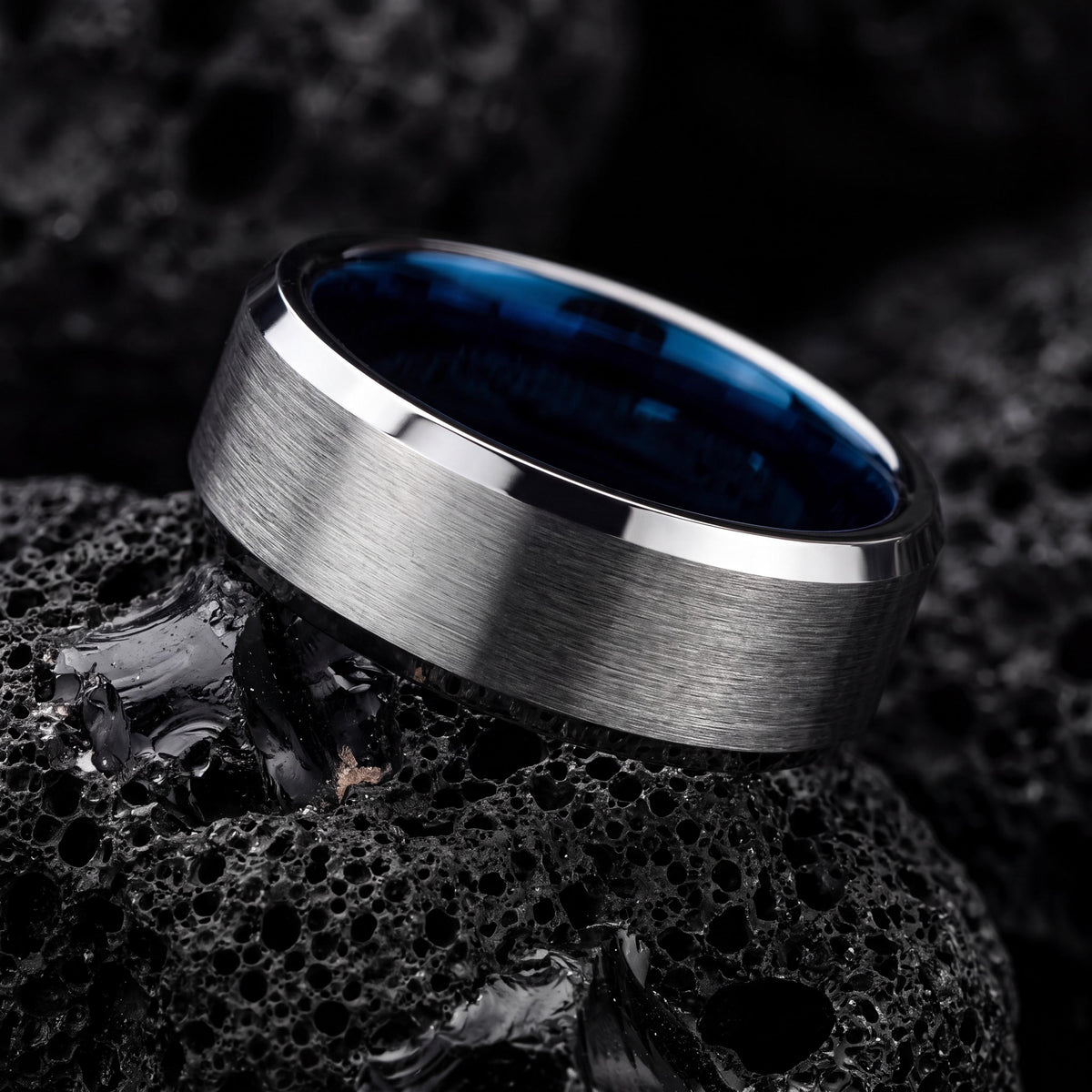Wedding Bands,Mens Tungsten Wedding Band,Mens Wedding Bands,Alternative Wedding,Silver and Blue Band Ring,Silver Ring Band Size 12,Blue Ring