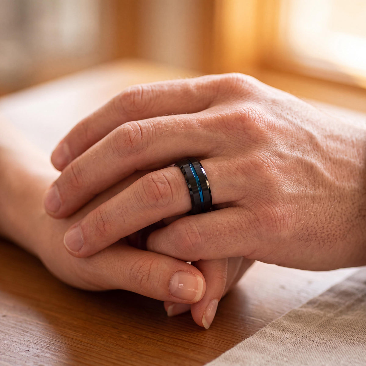Mens Wedding Band,Mens Tungsten Wedding Band,Wedding Ring Set His And Hers,Wedding Ring Set His And Hers Unique,Set Of 2 Black,Blue Rings,10