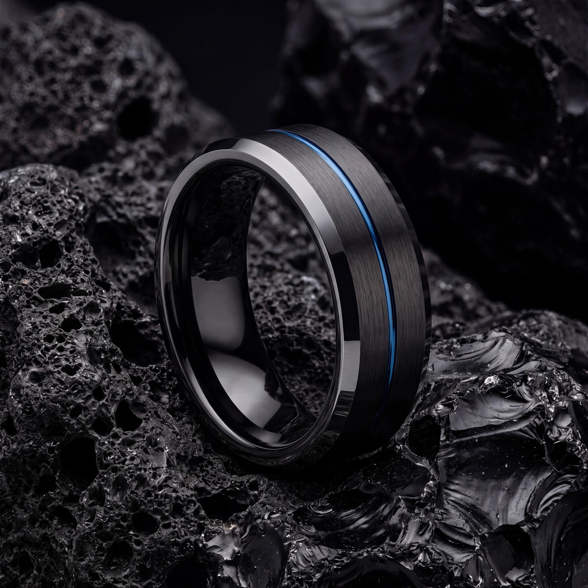Mens Wedding Band,Mens Tungsten Wedding Band,Curved Wedding Band,Wedding Band Mens,Silver Mens Rings,Black Rings Women,Dusty Blue Wedding,10