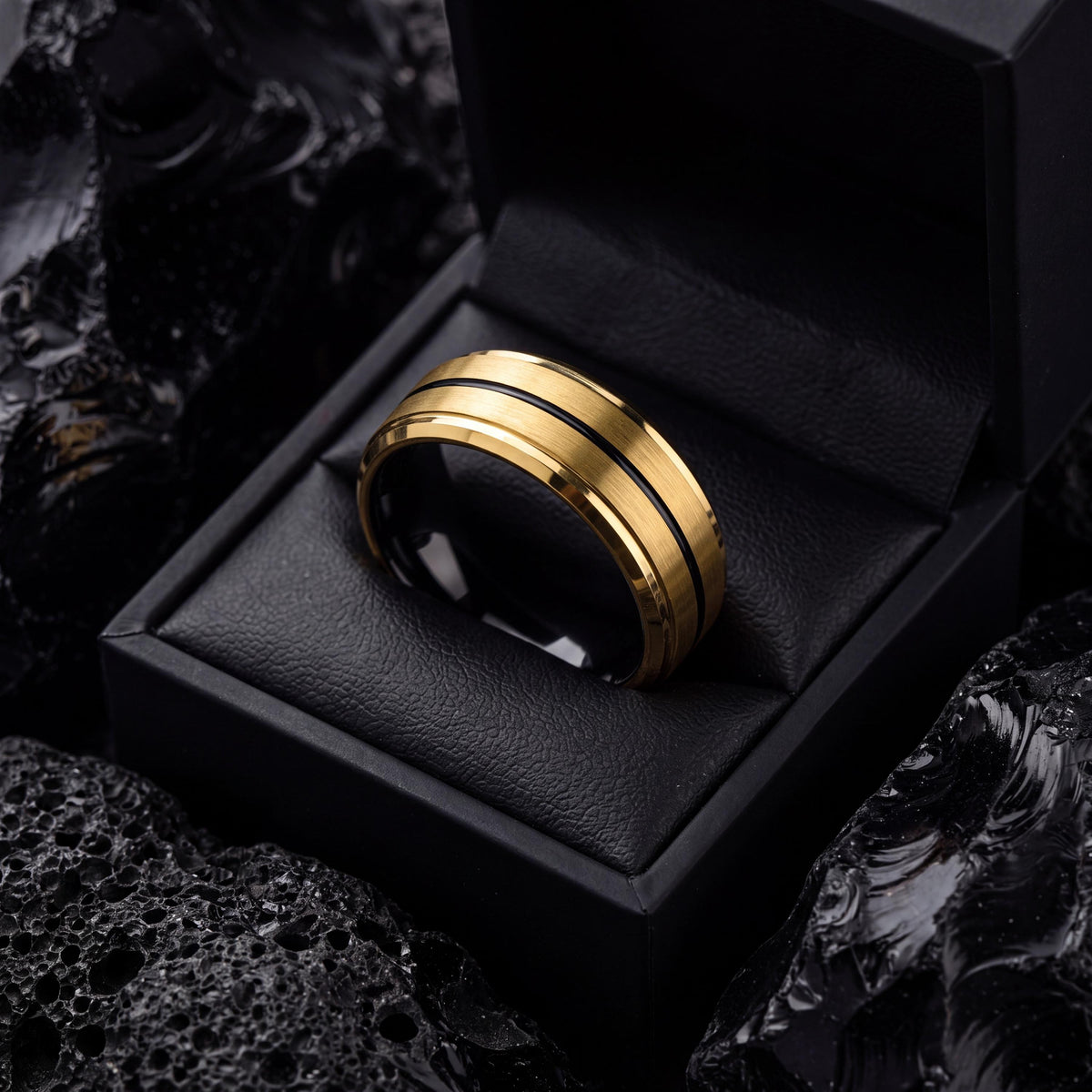 Wedding Band,Mens Tungsten Wedding Band,Wedding Band Men,Unique Matching Wedding Bands,Mens Wedding Flat Band 18K Yellow Gold,Black Friday,8