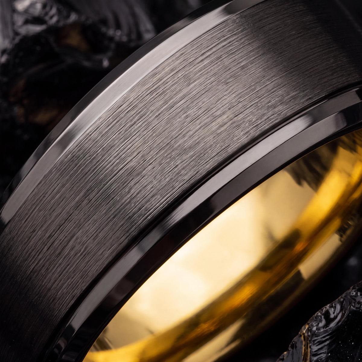 Wedding Ring,Tungsten Wedding Band,Wedding Band Men,Two Tone Mens Wedding Rings,Male Wedding Band Gunmetal 6mm,Gold Statement Womens Ring,10