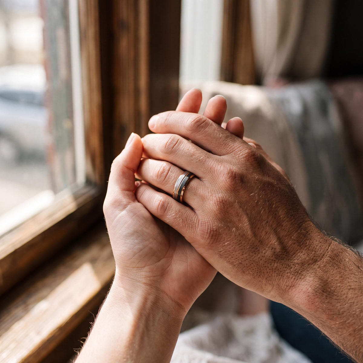 Wedding Band Engagement,Rose Gold and Black Tungsten Wedding Band,Silver Promise Ring Men,Rose Gold Wedding Band Women,Black Wedding Ring,10