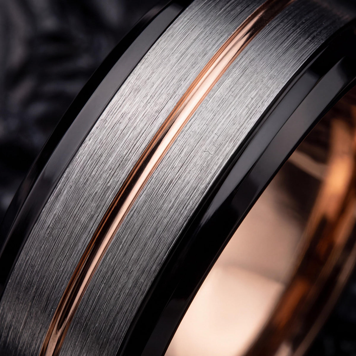 Mens Tungsten Wedding Band,Matching Wedding Bands,Nerdy Wedding Bands,Black Line Rose,Silver Ring Band Size 12,Rose Gold Class Ring,Black,10