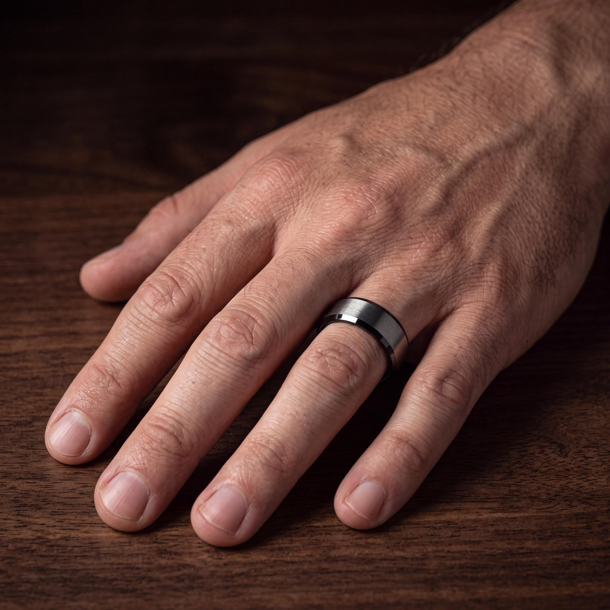 Mens Wedding Band,Mens Wedding Band Tungsten,Unique Wedding Rings,Contour Wedding Band,Male Wedding Band Gunmetal 8mm,Statement Rings Silver