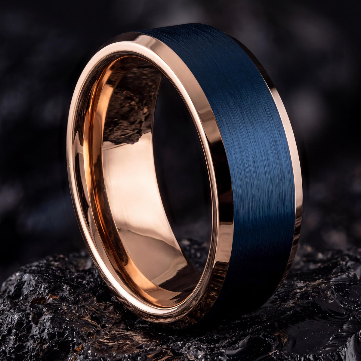 Mens Wedding Band,Tungsten Wedding Band,Matching Wedding Bands,Wedding Band Set His and Hers Unique,Rosegold,Blue Wedding Bands,For,Gifts,10