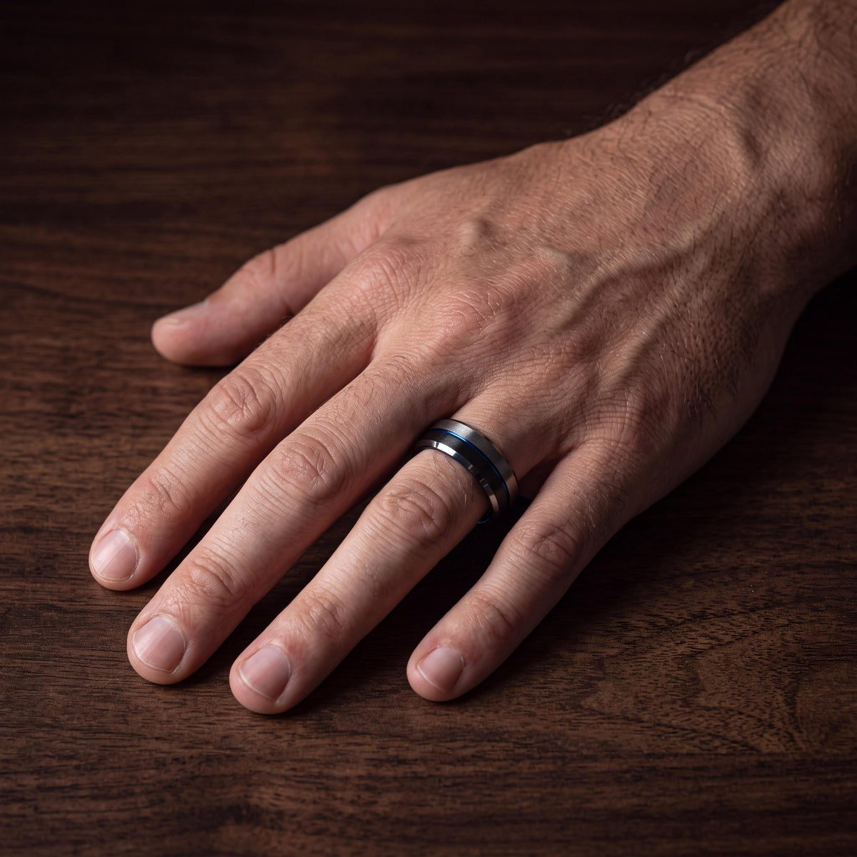 Mens Wedding Band,Mens Tungsten Wedding Band,Mens Wedding Bands,Minimal Wedding Band,Mens Silver Jewelry,Set Of 2 Black,Dusty Blue Wedding,8