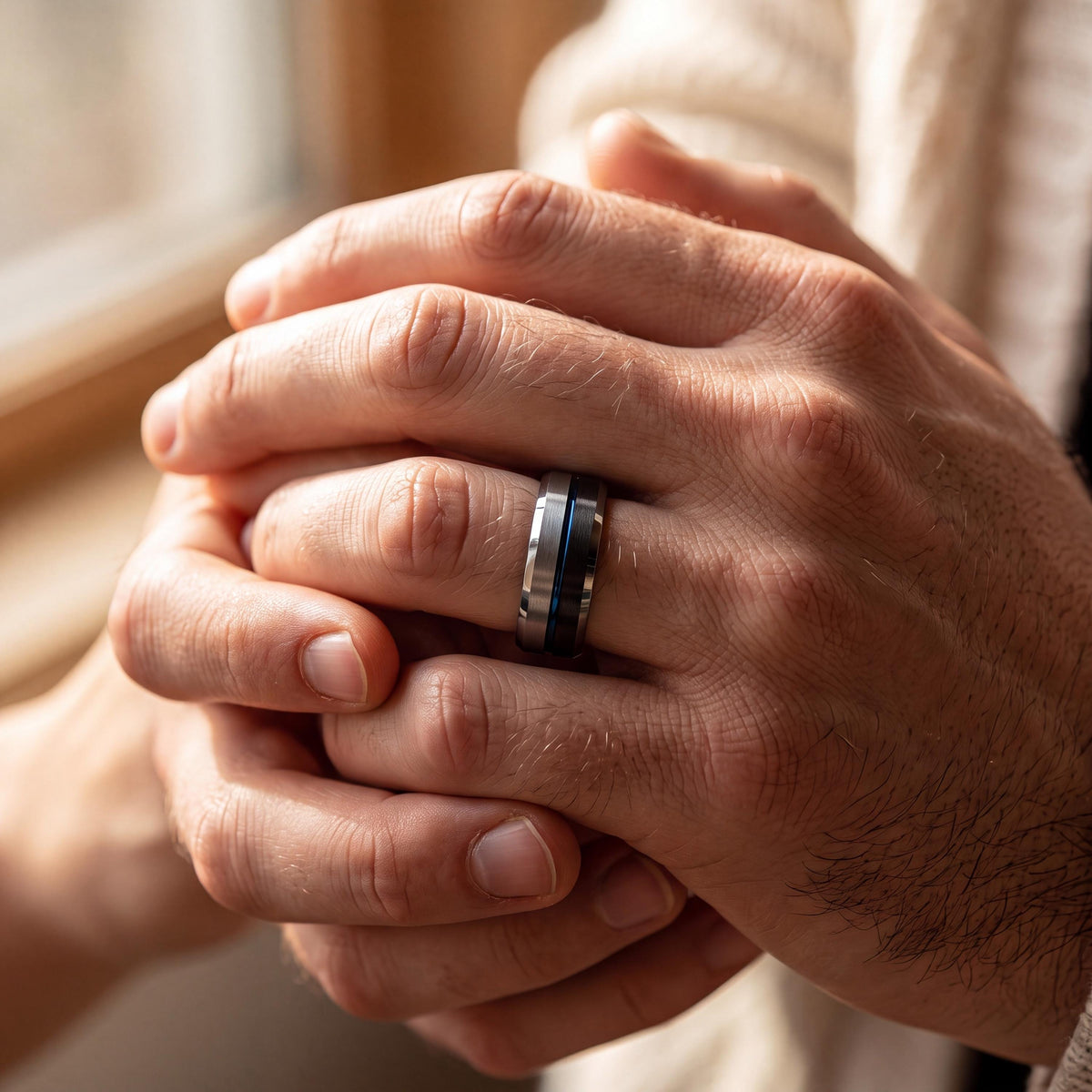 Mens Wedding Band,Mens Tungsten Wedding Band,Mens Wedding Bands,Minimal Wedding Band,Mens Silver Jewelry,Set Of 2 Black,Dusty Blue Wedding,8