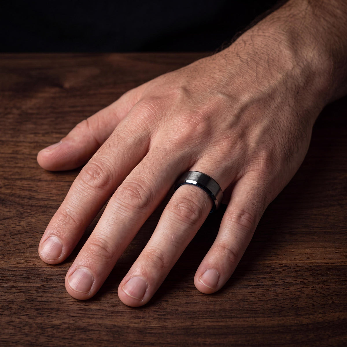 Wedding Ring,Mens Tungsten Wedding Band,Wedding Ring Set His and Hers,Mens Wedding Bands Unique,Male Wedding Band Gunmetal 6mm,Blue Rings,10