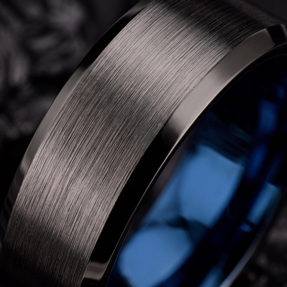 Wedding Ring,Mens Tungsten Wedding Band,Wedding Ring Set His and Hers,Mens Wedding Bands Unique,Male Wedding Band Gunmetal 6mm,Blue Rings,10