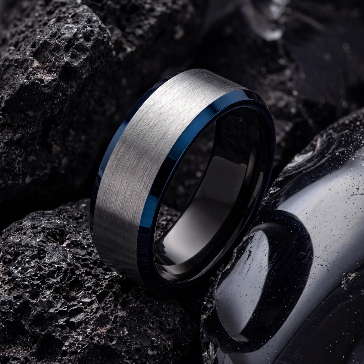 Wedding Bands,Mens Tungsten Wedding Band,Wedding Bands Set,Couples Wedding Rings,Gray Tungsten Wedding Band,Mens Rings Black,Blue Jewelry,10