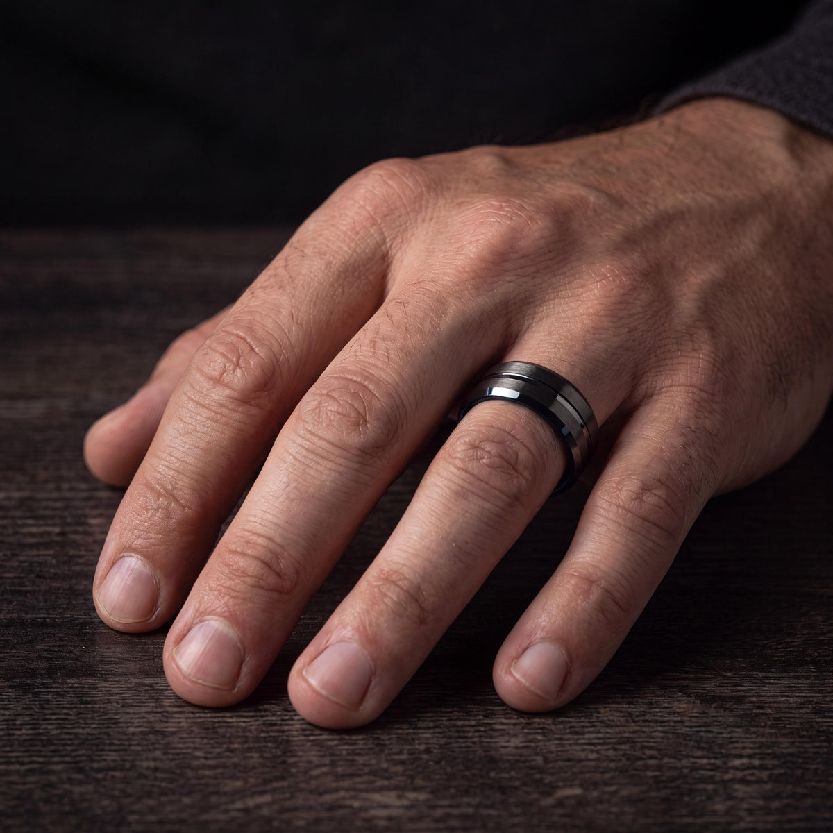 Mens Wedding Band,Mens Wedding Band Tungsten,Wedding Band Men,Curved Wedding Bands Women,Male Wedding Band Gunmetal 8mm,Dusty Blue Wedding,8