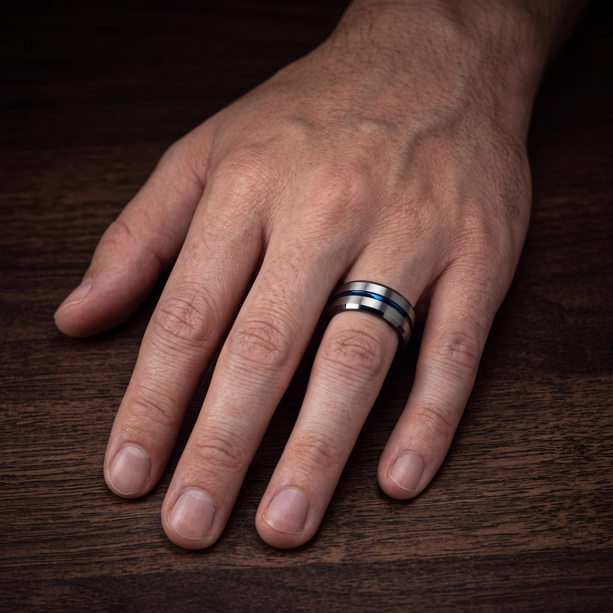 Mens Wedding Band Tungsten,Womens Wedding Bands,Bevel Wedding Band 8Mm,Male Wedding Band Gunmetal 8mm,Womens Silver Rings,Royal Blue,For,Her