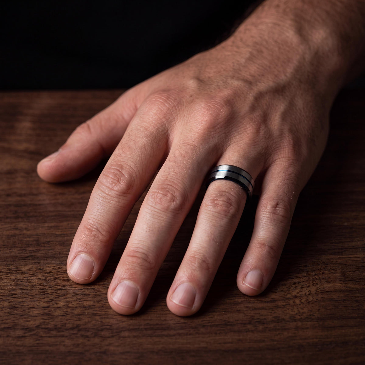 Wedding Bands,Mens Tungsten Wedding Band,Wedding Band Men,Two Tone Wedding Band Set,Gray Tungsten Wedding Band,Mens Black Rings,Blue Jewelry