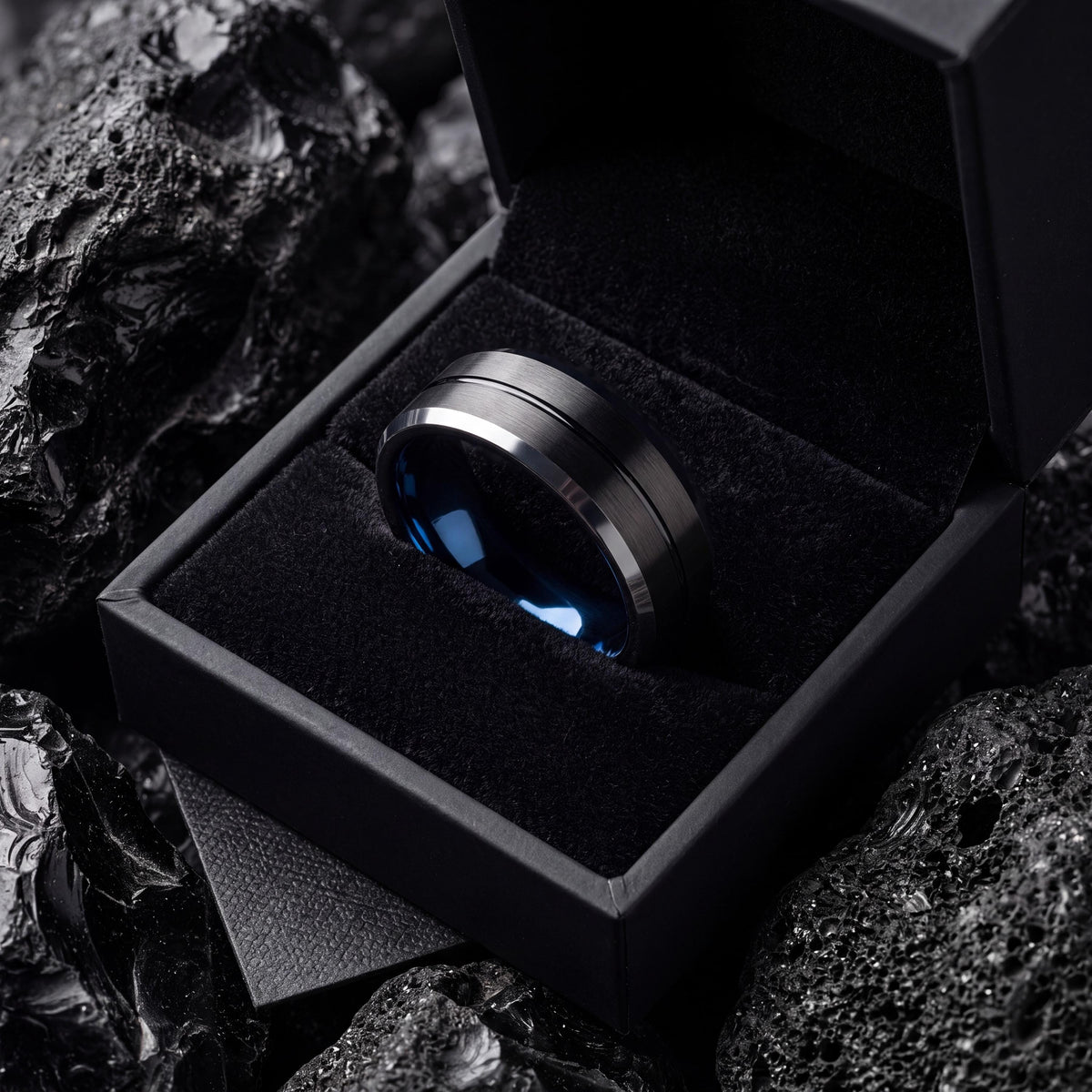 Tungsten Wedding Band,Tungsten Wedding Band,Womens Wedding Band,60Th Wedding Anniversary Parents,Silver Rings Men,Black Metal,Thin Blue Line