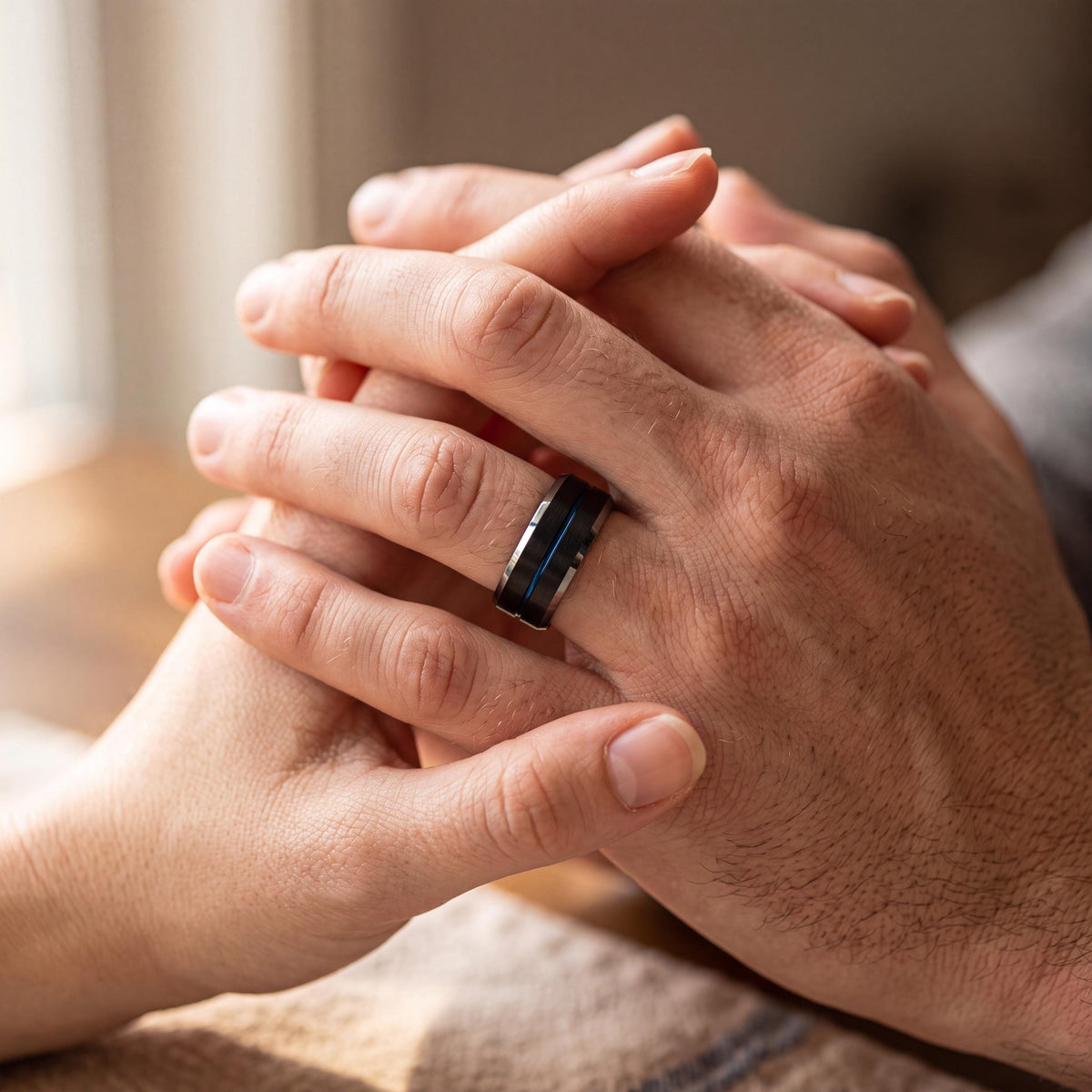 Wedding Band,Tungsten Wedding Band,Matching Wedding Bands,Narrow Comfort Fit Wedding Band,Silverring,Mens Wedding Band Black,Mens Rings Blue