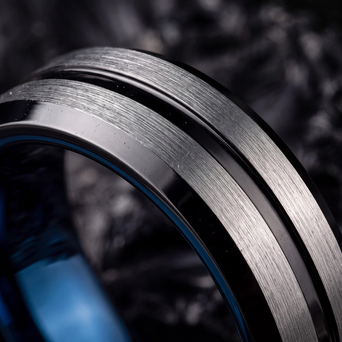 Wedding Bands,Mens Tungsten Wedding Band,Unique Wedding Rings,Couple Wedding Bands,Hammered Silver Ring Women,Black Rings,Blue Wedding Bands