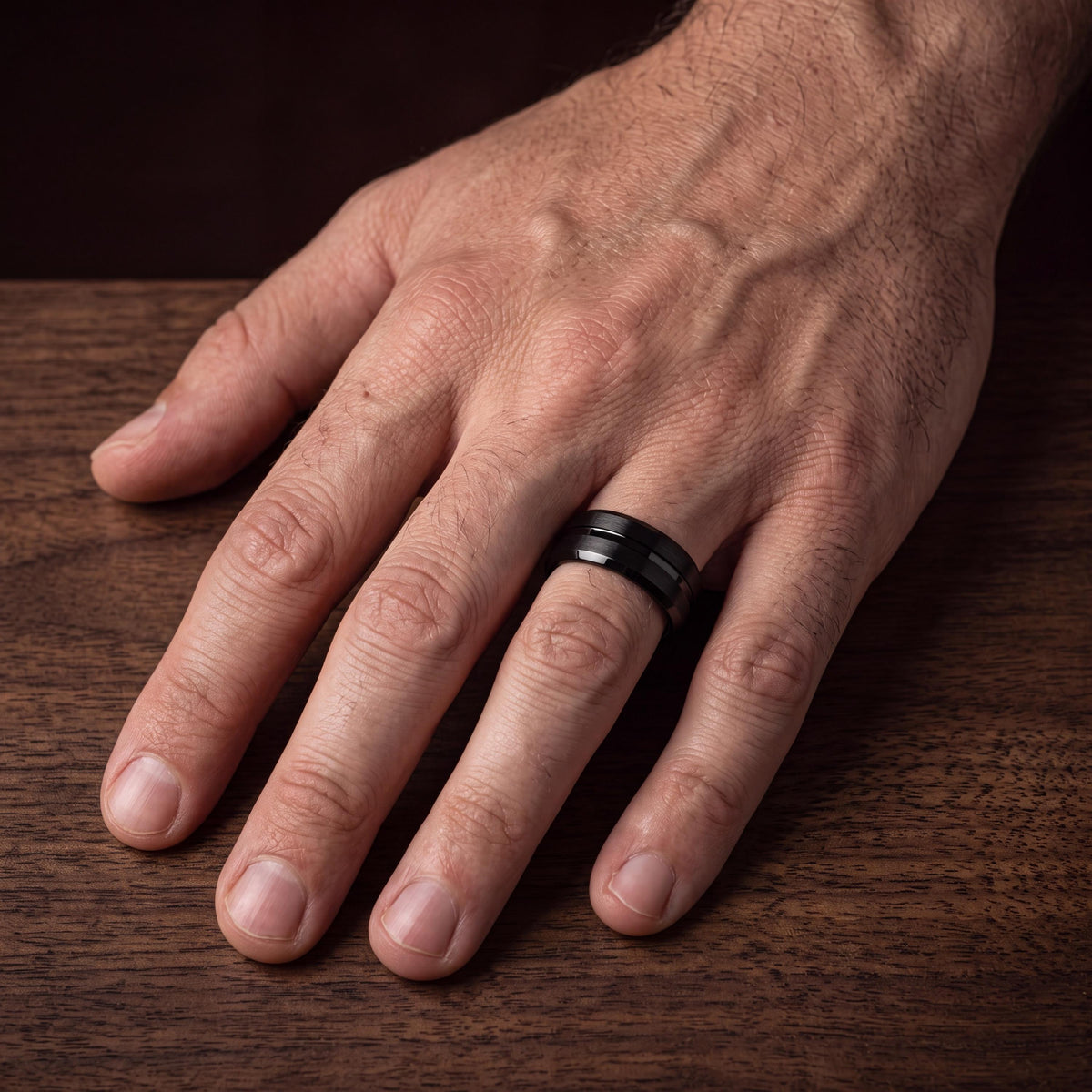 Unique Engagement Ring - Black Tungsten Wedding Band Set - 1st Anniversary Gift For Husband - Personalized Gifts - Promise Ring For Her