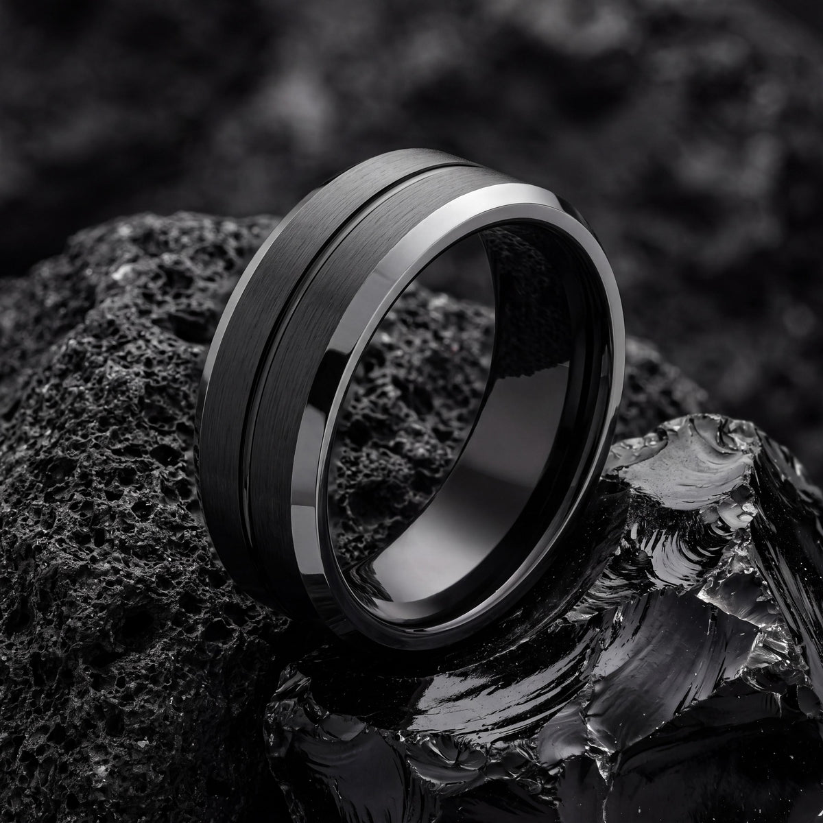 Tungsten Wedding Band, Womens Mens Wedding Ring, Black Metal Ring, Couple Promise Ring, Personalized Gifts For Couple, women, men