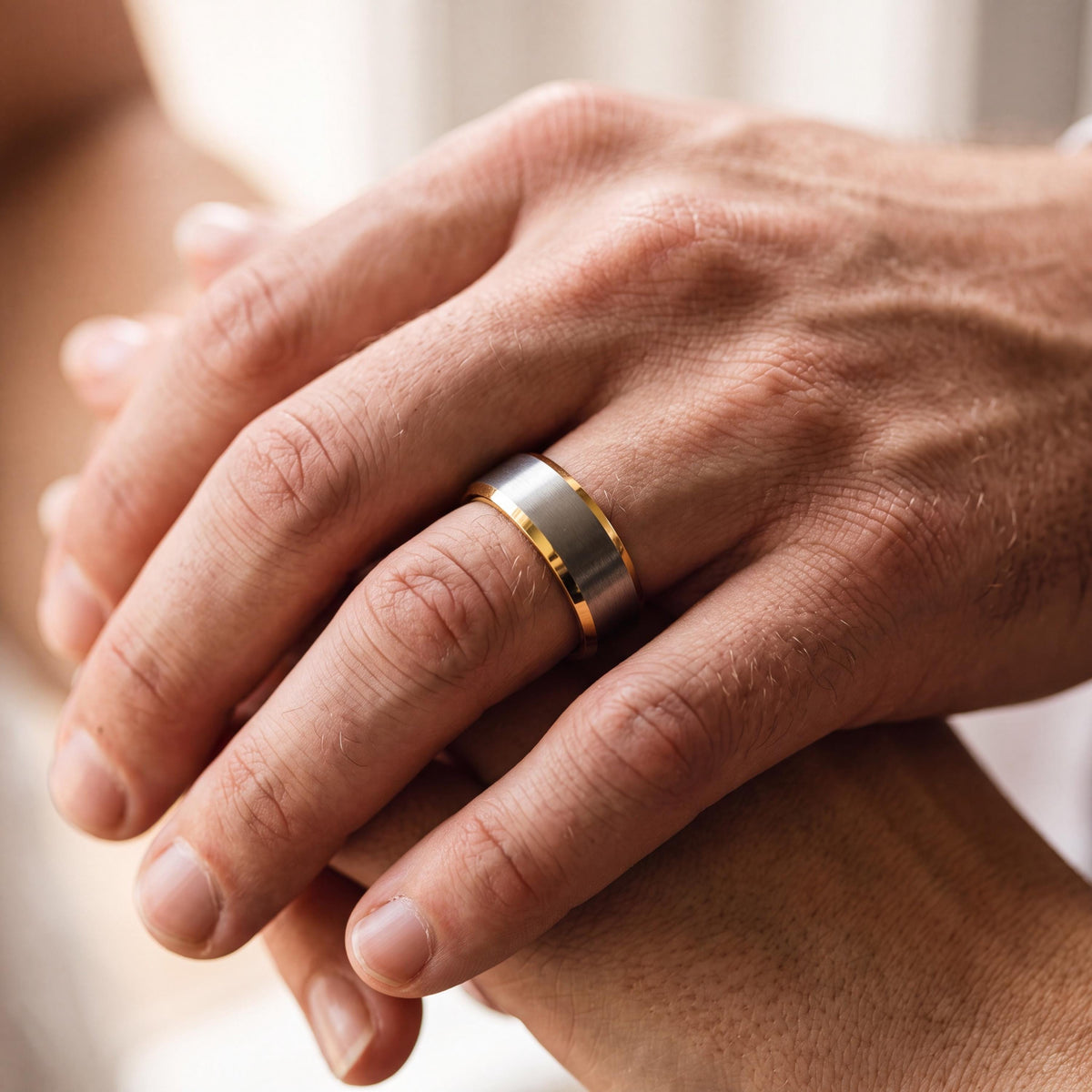 Mens Tungsten Wedding Band,Couples Wedding Bands,Size 6 Wide Wedding Band,Gold Jewelry Rings,Mens Hammered Silver Rings,Gold and Silver Ring