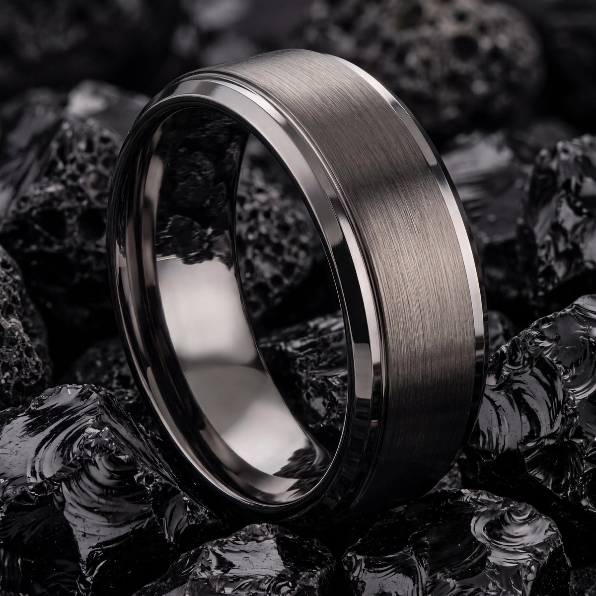 Wedding Band,Mens Wedding Band Tungsten,Matching Wedding Bands His and Hers,Wedding Rings Sets His and Hers,Male Wedding Band Gunmetal 6mm,8