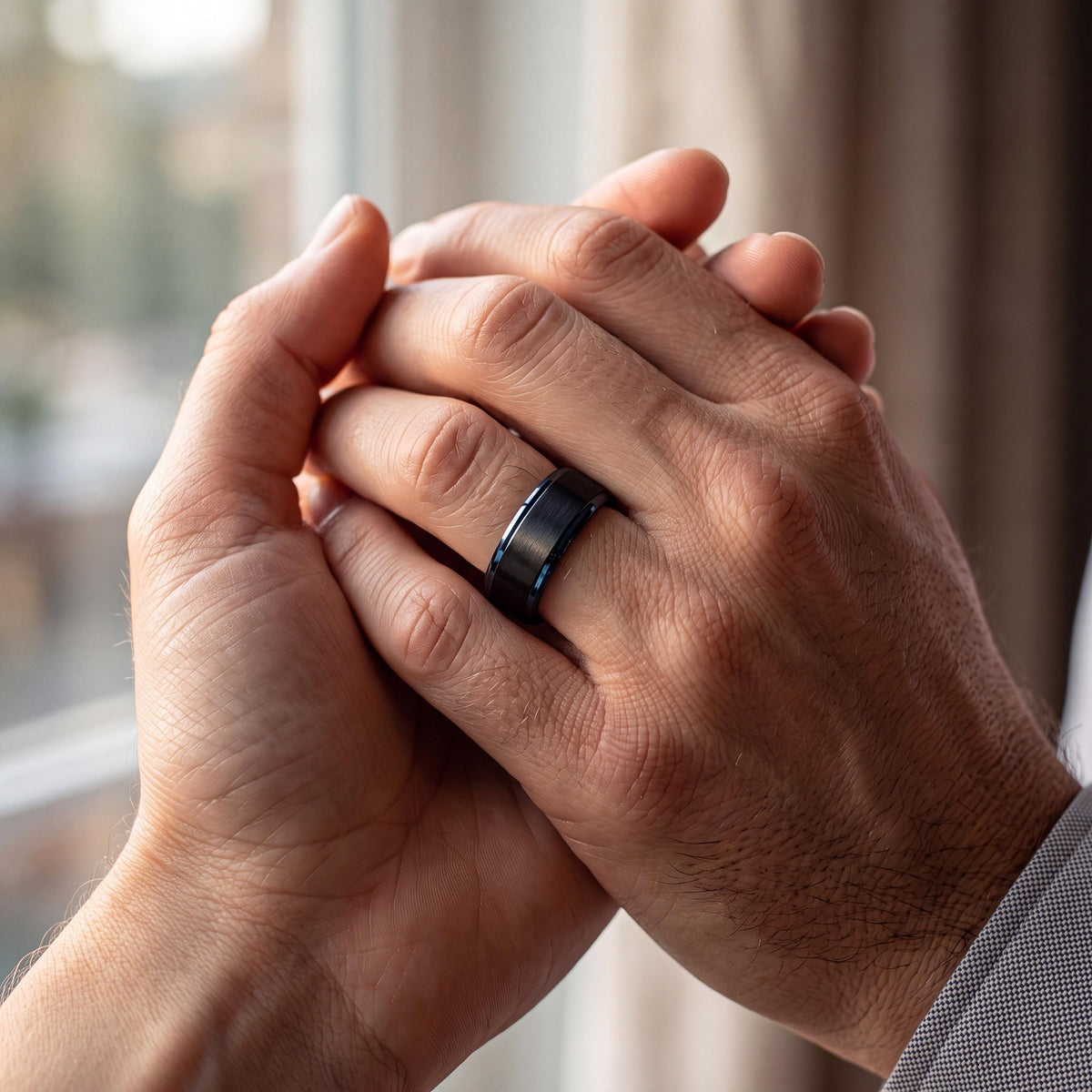 Wedding Bands,Tungsten Wedding Band,Unique Wedding Band,His And Her Wedding Bands,Black Wedding Band,Thin Blue Line,For,Gifts,Anniversary,10