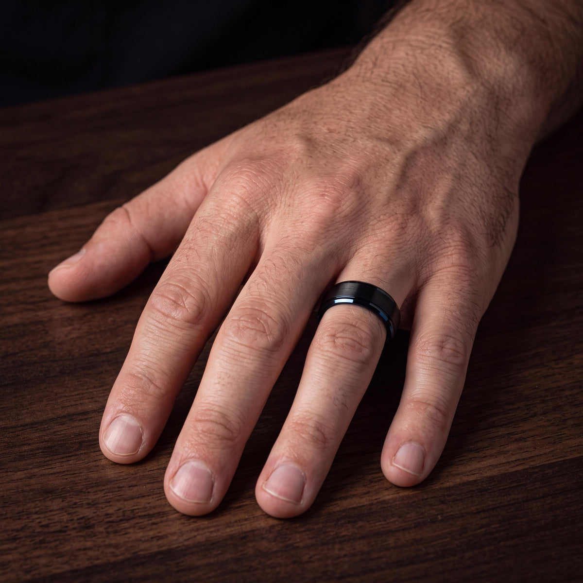 Wedding Bands,Mens Wedding Band Tungsten,Wedding Wedding Bands,Two Tone Mens Wedding Rings,Black Promise Ring Set,Dainty Blue Ring Stackable