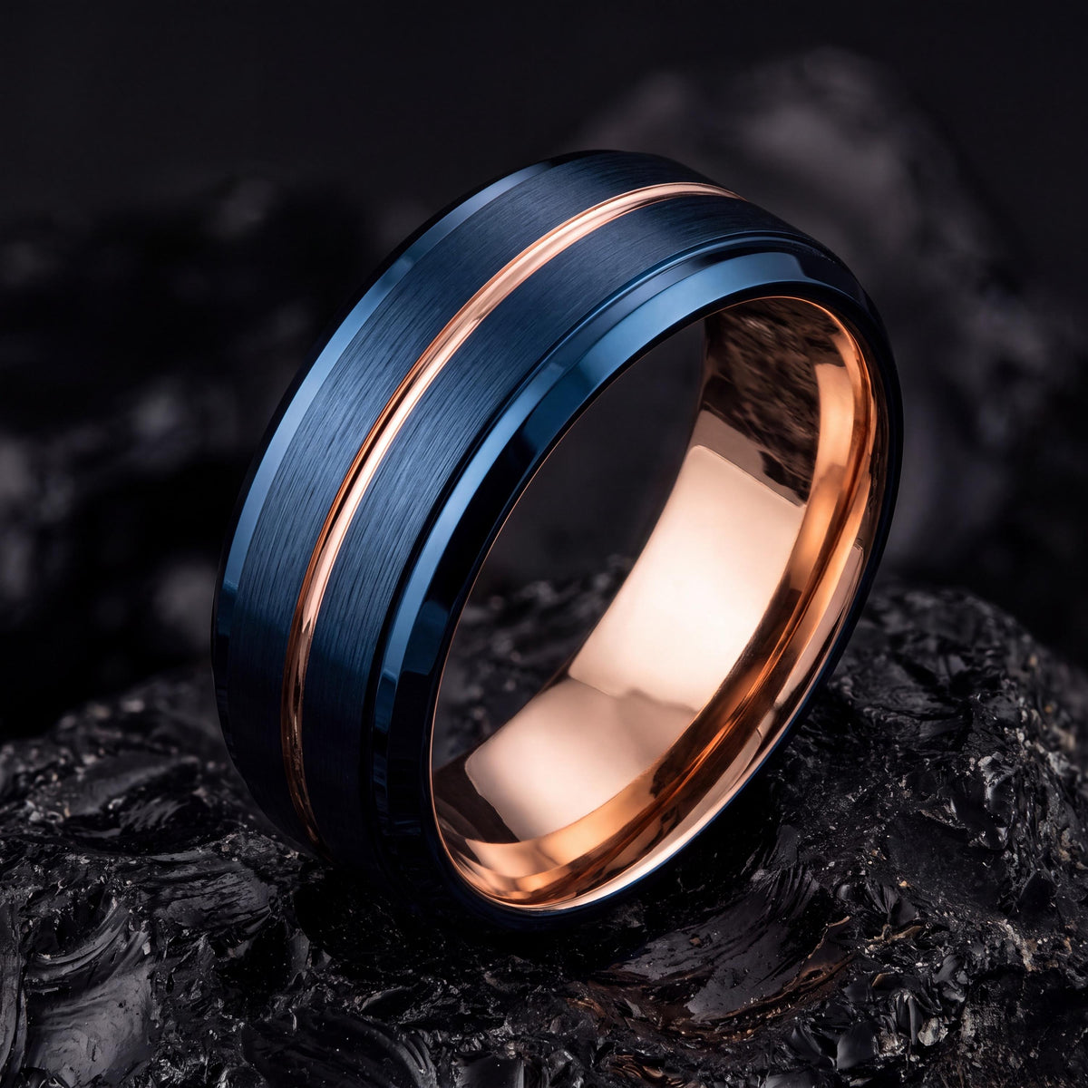 Wedding Ring,Mens Wedding Band Tungsten,Wedding Engagement Rings,Wedding Band Tungsten Carbide,Rose Gold Wedding Band Women,Mens Blue Ring,8