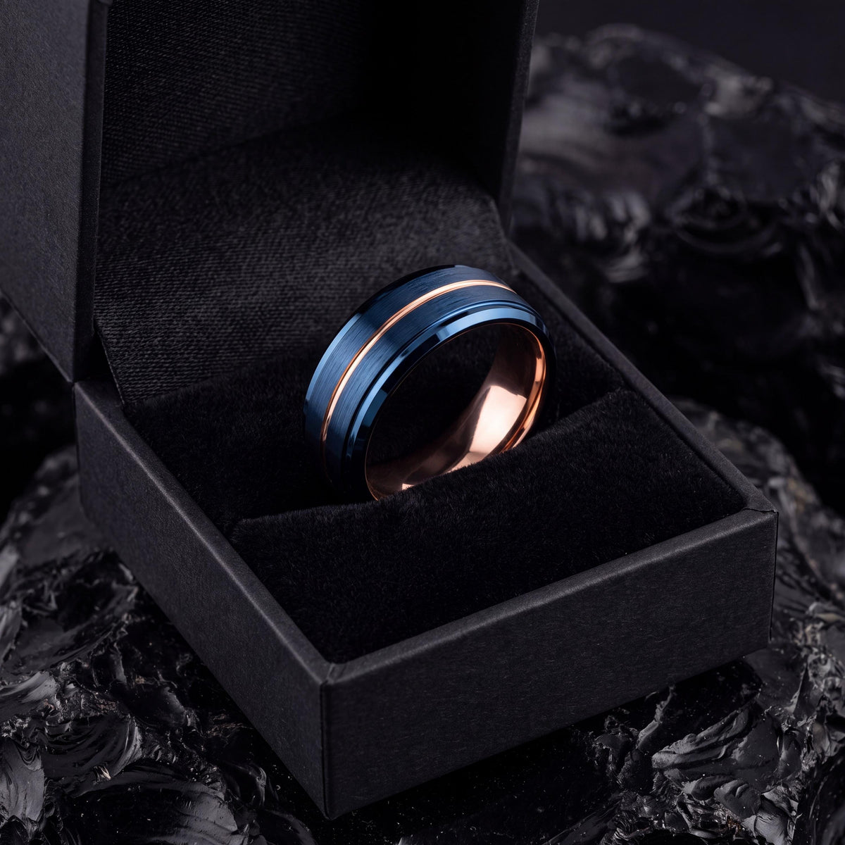 Wedding Ring,Mens Wedding Band Tungsten,Wedding Engagement Rings,Wedding Band Tungsten Carbide,Rose Gold Wedding Band Women,Mens Blue Ring,8