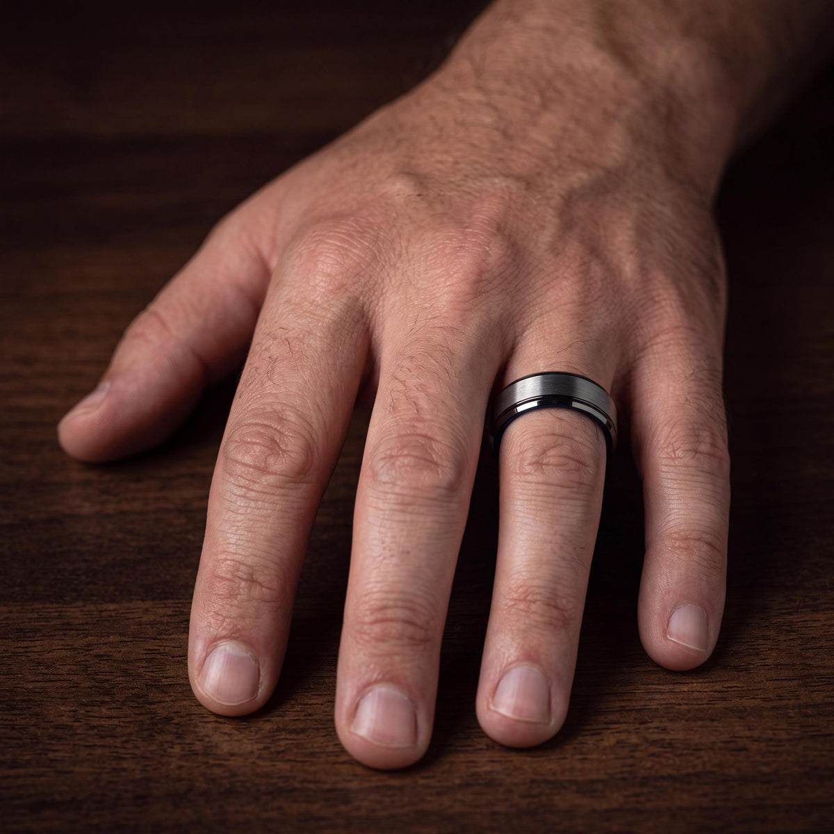 Tungsten Wedding Band,Wedding Band Men,Womans Wedding Band Ring,Male Wedding Band Gunmetal 8mm,Custom Silver Ring,Dainty Blue Ring Stackable