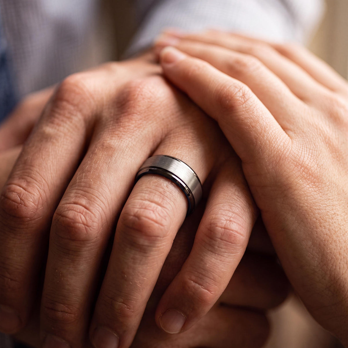 Tungsten Wedding Band,Wedding Band Men,Womans Wedding Band Ring,Male Wedding Band Gunmetal 8mm,Custom Silver Ring,Dainty Blue Ring Stackable