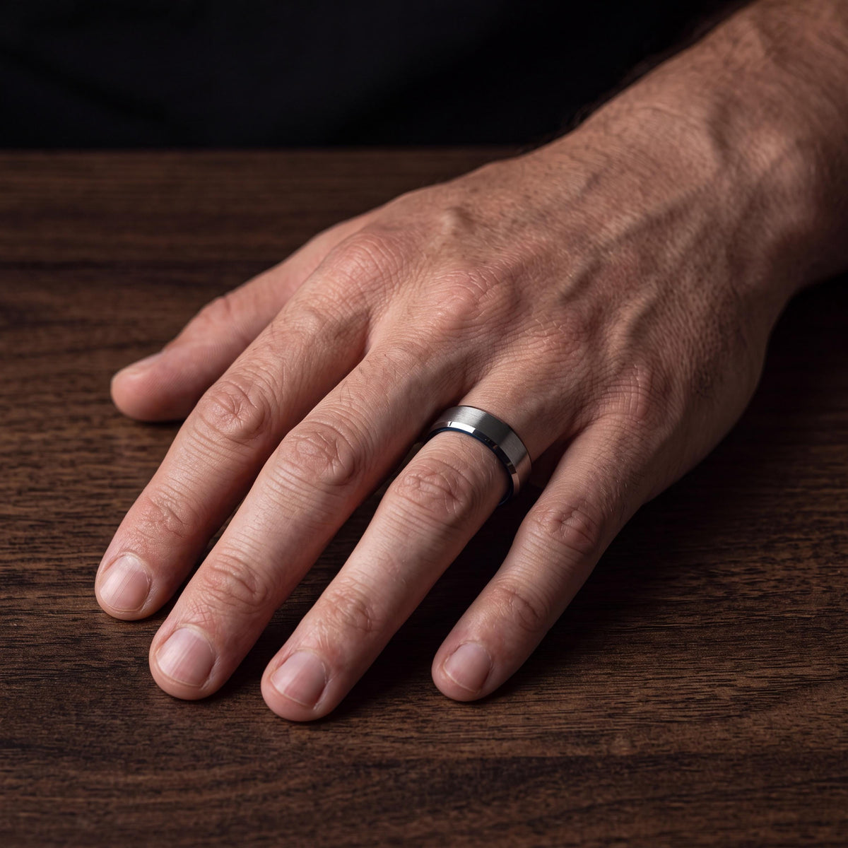 Silver Tungsten Ring For Men, Personalized Gifts for Him, Promise Ring for Her, Blue Wedding Band, Engagement Gift, Wife Christmas Gift
