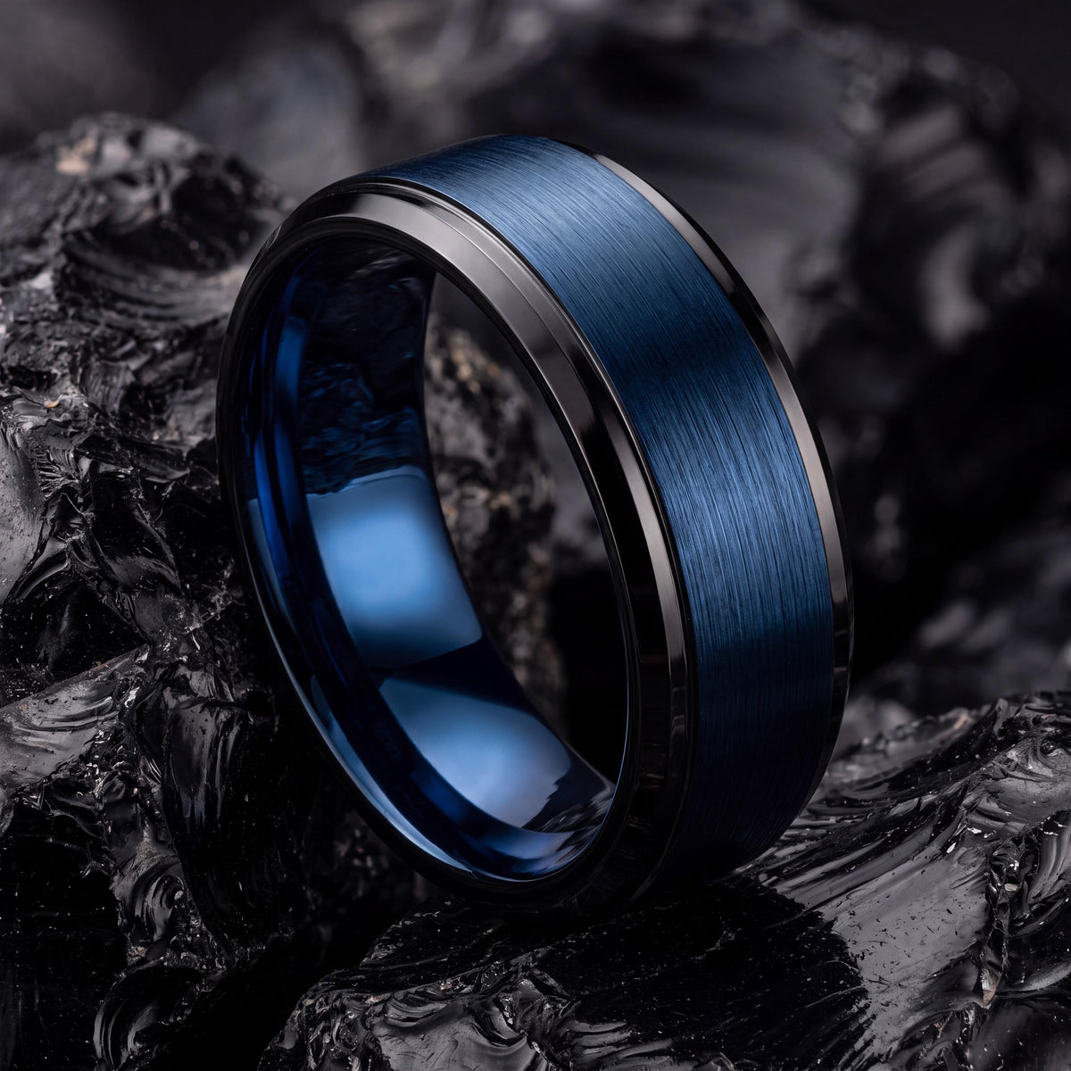 Tungsten Wedding Band,Tungsten Wedding Band,His and Hers Wedding Bands,Wedding Rings Sets His and Hers,Black,Blue Wedding Bands,For,Gifts,10