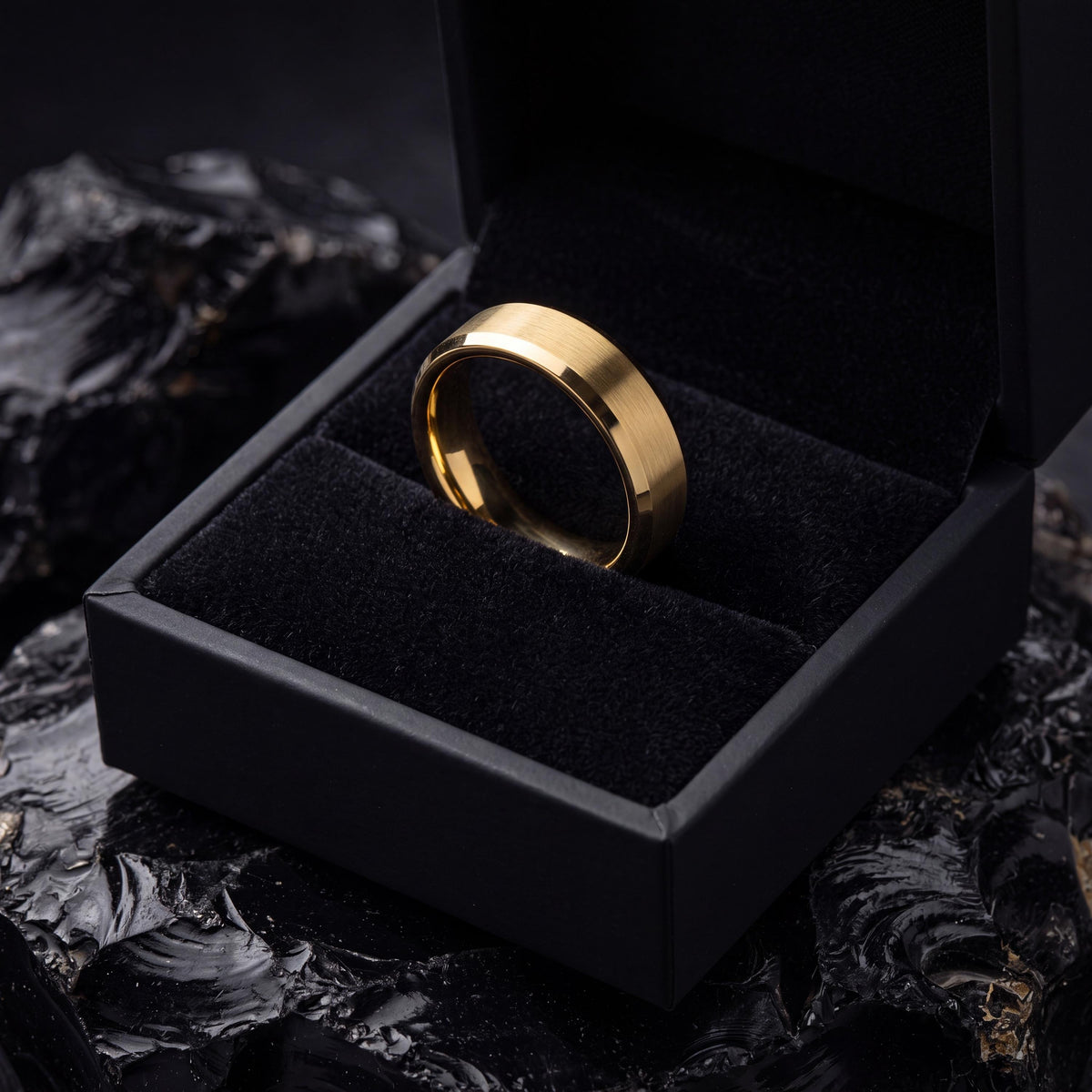 Mens Wedding Band Tungsten - Gold Wedding Ring For Women - Boyfriend Christmas Gift - Engagement Gifts For Couple - Matching Ring For Friend