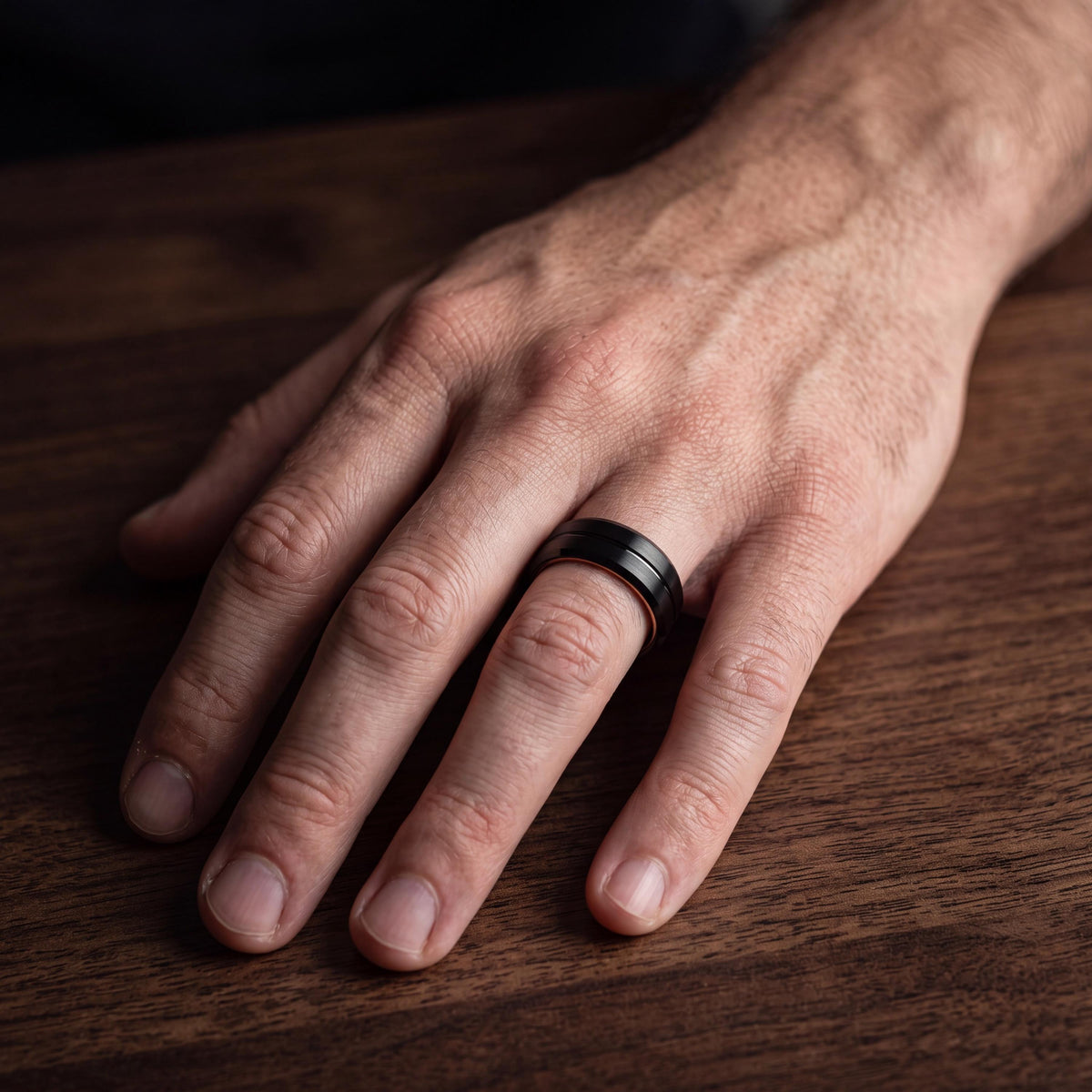 Rose Gold Wedding Band Set His And Hers, Black Engagement Rings, Anniversary Gift For Husband, Personalized Gifts For Her, Christmas Gifts