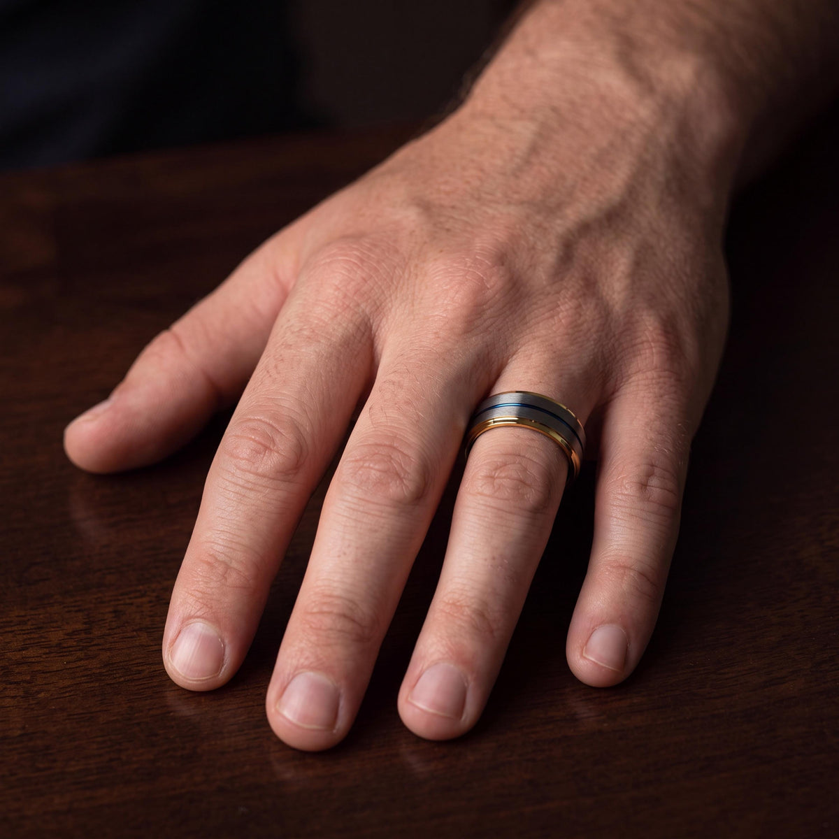 Mens Wedding Band Tungsten,Mens Wedding Band Unique,Wedding Band Tungsten Carbide,Gold Ring Engraved,Minimal Silver Ring,Blue Wedding Ring,8