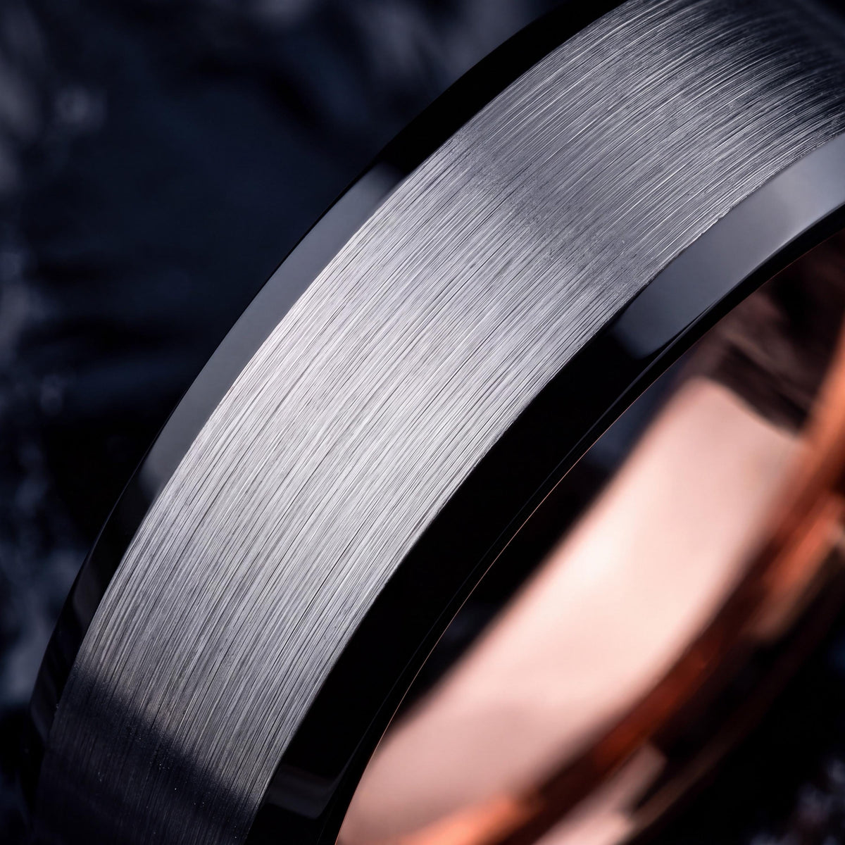 Mens Wedding Band Black, Rose Gold Tungsten Ring, Birthday Gifts For Him, Anniversary Gifts For Boyfriend, Christmas Gift For Him, Women