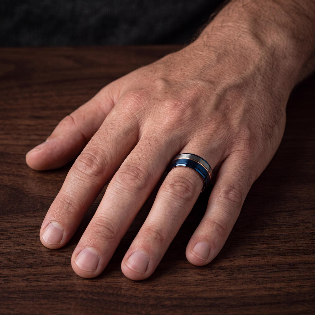 Mens Wedding Band,Tungsten Wedding Band,Unique Wedding Band,Contour Wedding Band,Dainty Ring Silver,Rose Gold Stacking Ring,Blue Band Ring,8