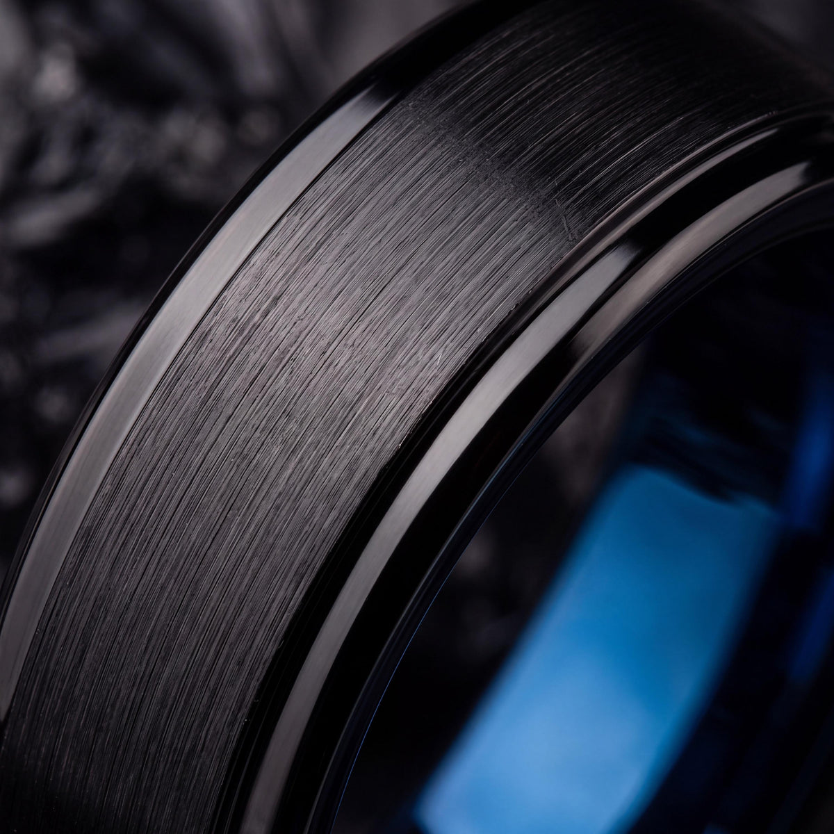 Mens Tungsten Wedding Band,His and Hers Wedding Bands,Wedding Band Set His and Hers Unique,Black Rings,Royal Blue,For,Gifts,Anniversary