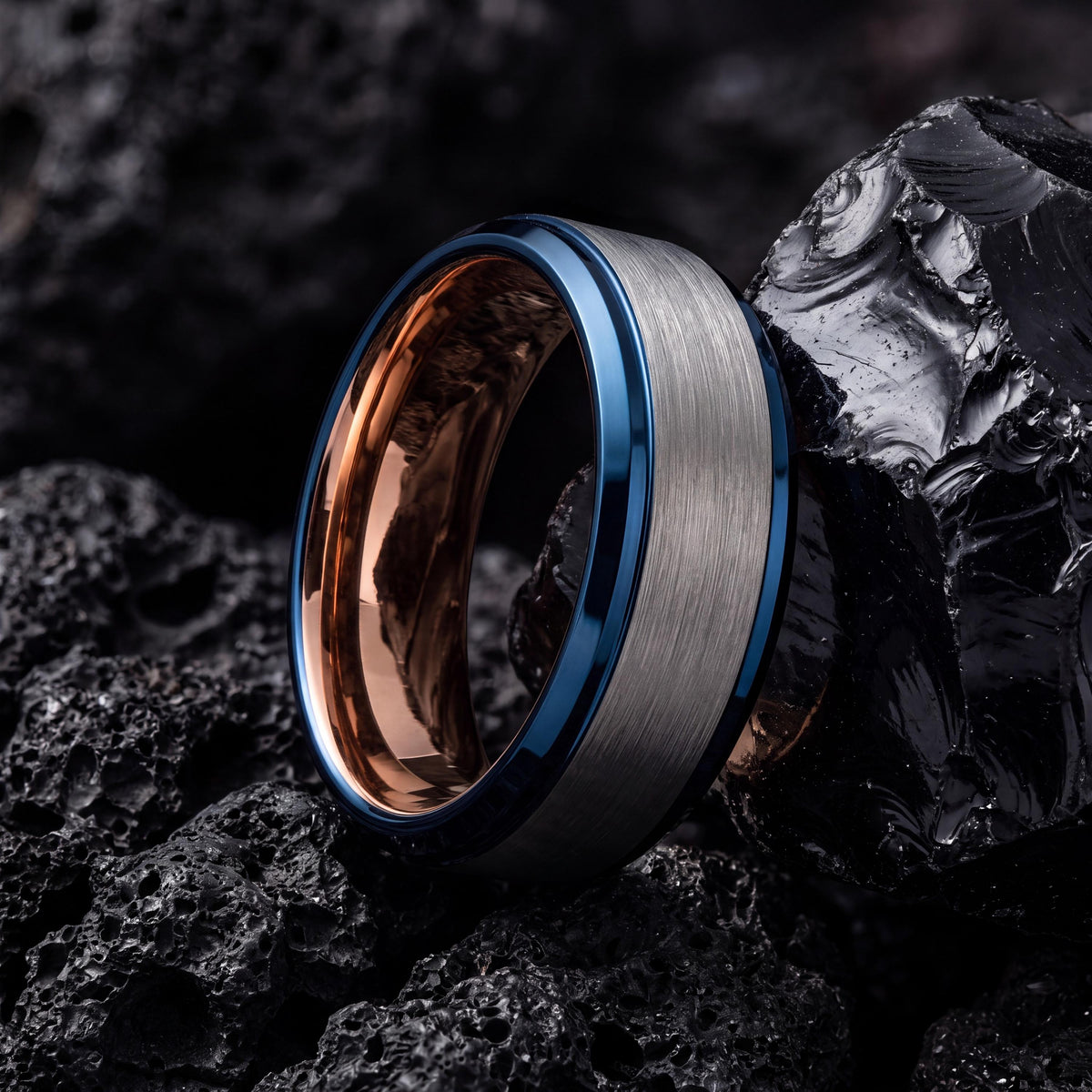 Mens Wedding Band,Mens Tungsten Wedding Band,Unique Wedding Rings,Wedding Bands Minimalist,Smooth Silver Ring,Rose Wedding Band,Blue Jewelry