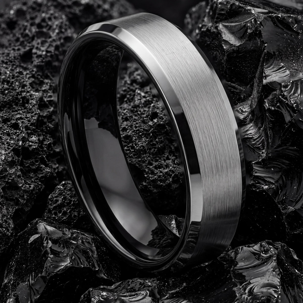 Mens Wedding Band,Mens Tungsten Wedding Band,Mens Wedding Ring,Alternative Wedding,Textured Silver Ring,Black Wedding Ring,Black Silver Ring