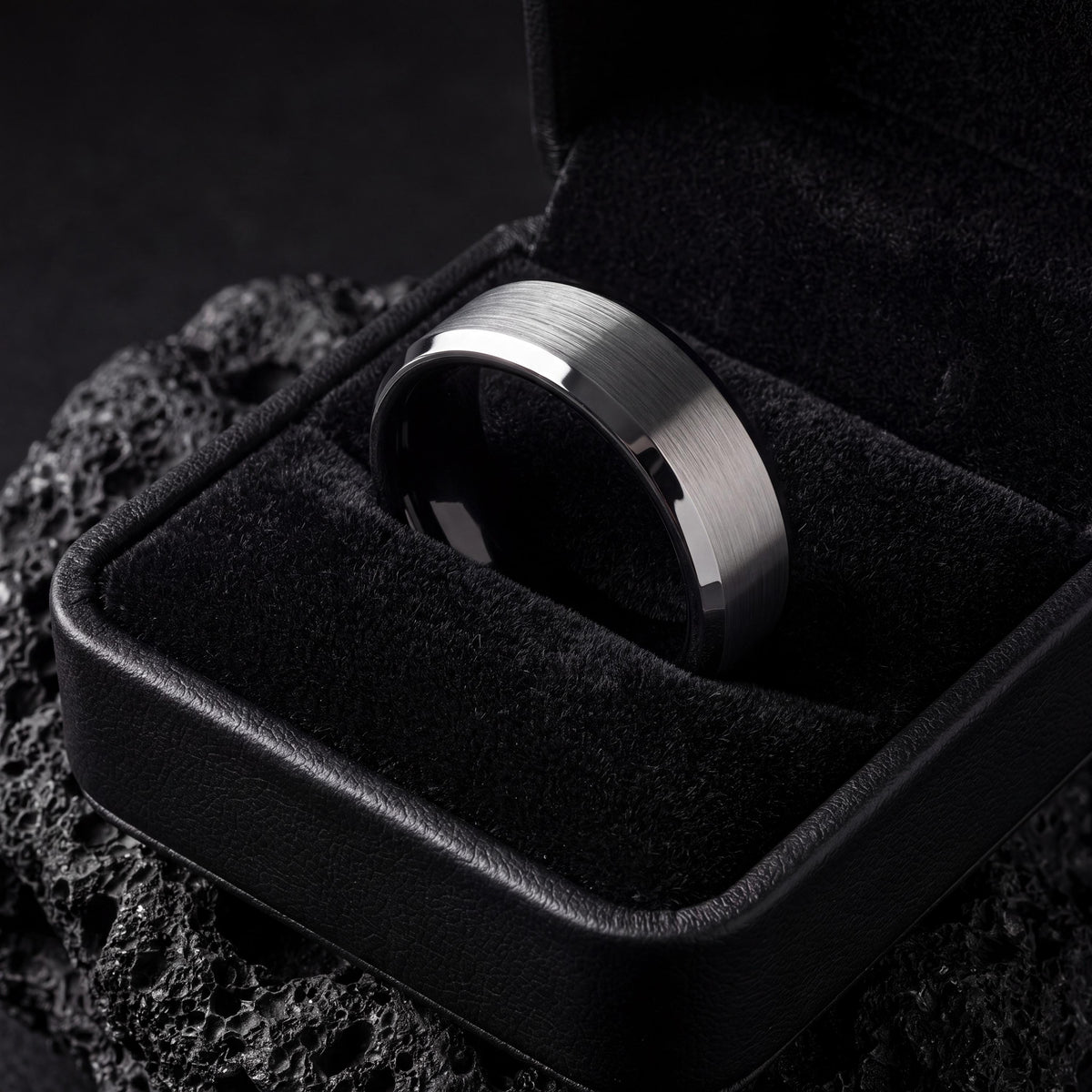Mens Wedding Band,Mens Tungsten Wedding Band,Mens Wedding Ring,Alternative Wedding,Textured Silver Ring,Black Wedding Ring,Black Silver Ring