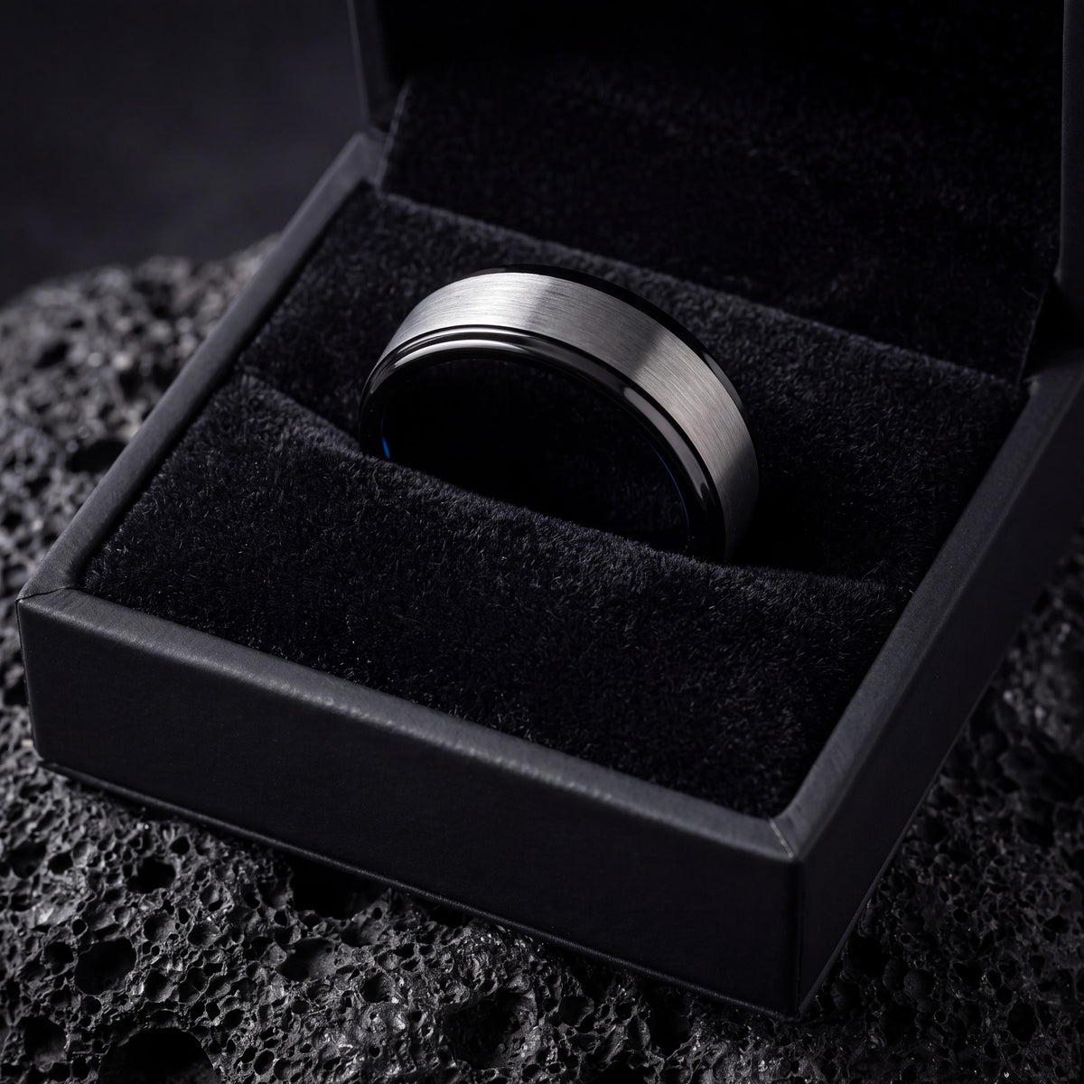Mens Wedding Band,Tungsten Wedding Band,Mens Wedding Rings,Matching Wedding Rings Set,Engraved Silver Ring,Black Wedding Band,Thin Blue Line