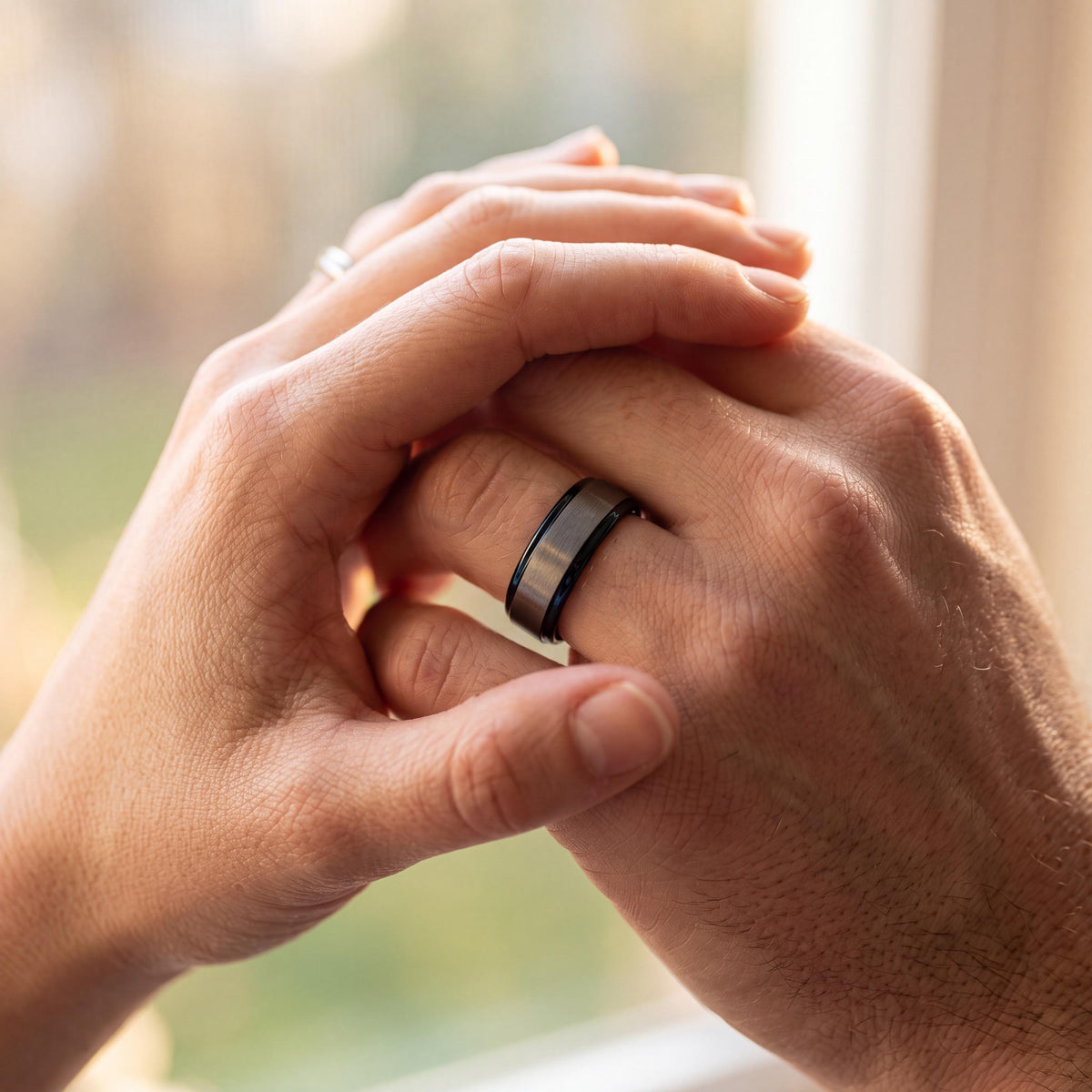 Wedding Bands,Tungsten Wedding Band,Mens Wedding Ring,70Th Wedding Anniversary,Silver Tungsten Rings Set,Black Mens Wedding Band,Blue Ring,8