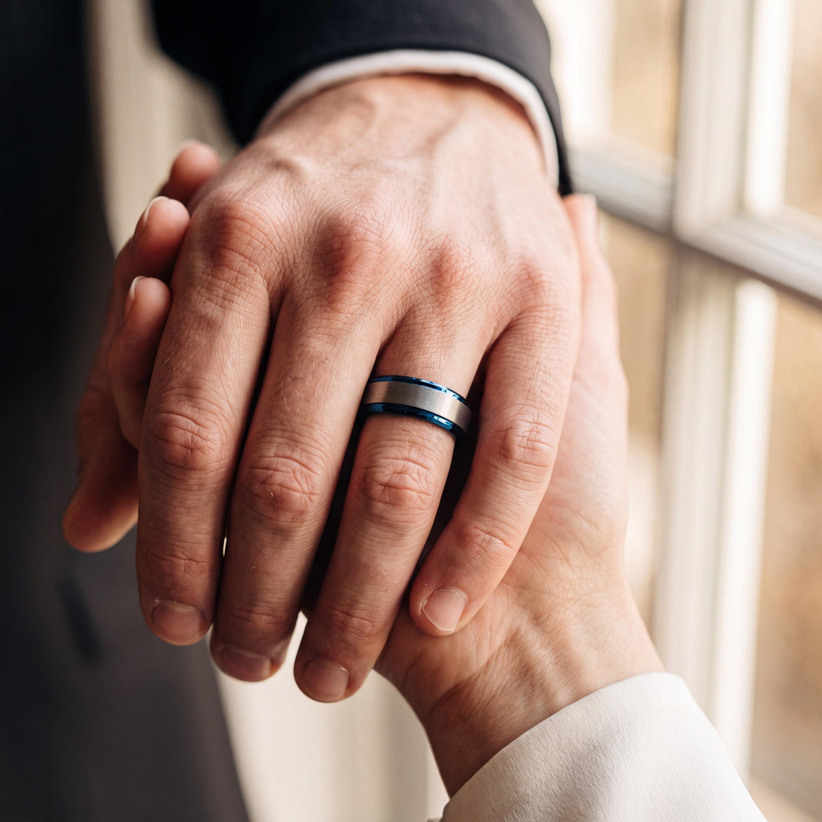 Wedding Bands,Mens Tungsten Wedding Band,Matching Wedding Bands,Minimal Wedding Band,Mens Wedding Bands Silver,Wedding Jewelry Black,Blue,10