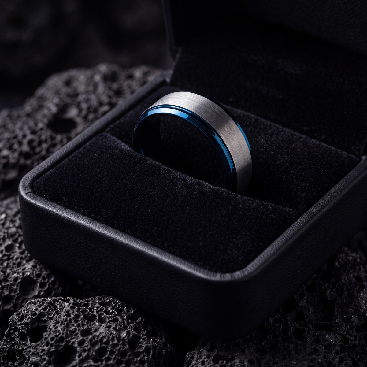 Wedding Bands,Mens Tungsten Wedding Band,Matching Wedding Bands,Minimal Wedding Band,Mens Wedding Bands Silver,Wedding Jewelry Black,Blue,10