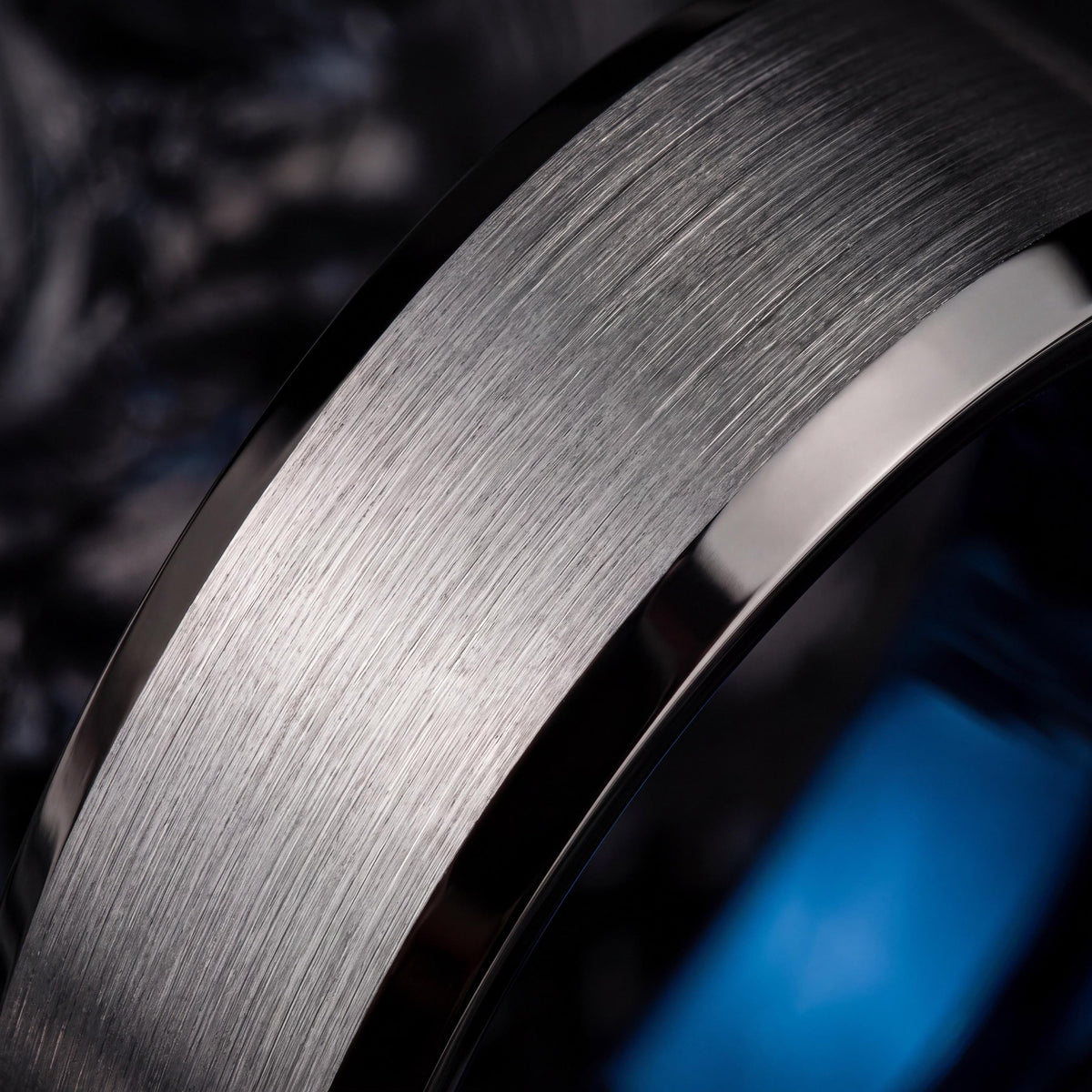 Tungsten Wedding Band,Wedding Engagement Rings,His and Hers Wedding Rings,Male Wedding Band Gunmetal 8mm,Silver Mens Rings,Mens Blue Ring,10