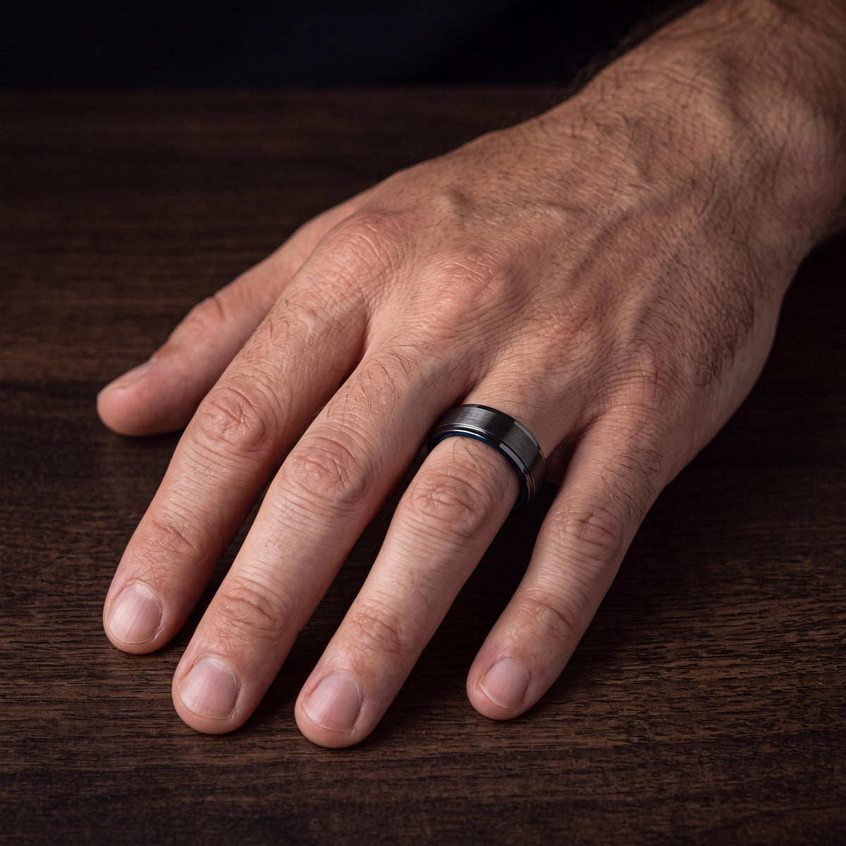 Wedding Band,Mens Tungsten Wedding Band,Matching Wedding Bands,Mens Wedding Band Engraved,Male Wedding Band Gunmetal 6mm,Mens Rings Blue,For